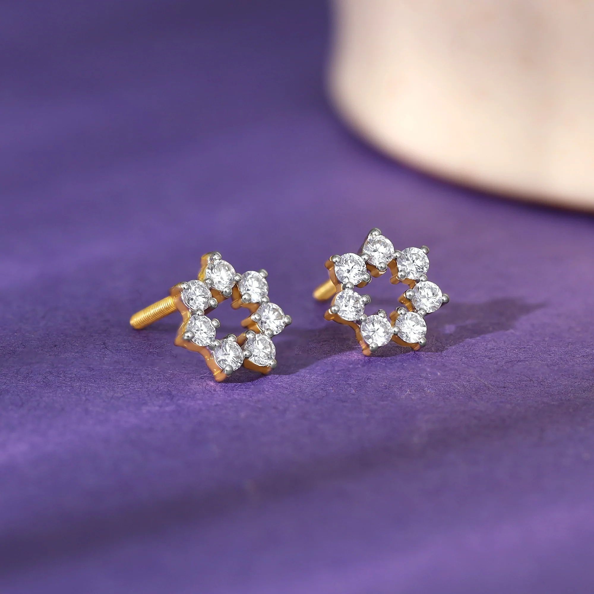 Gold Aureole Diamond Studs - Image 2