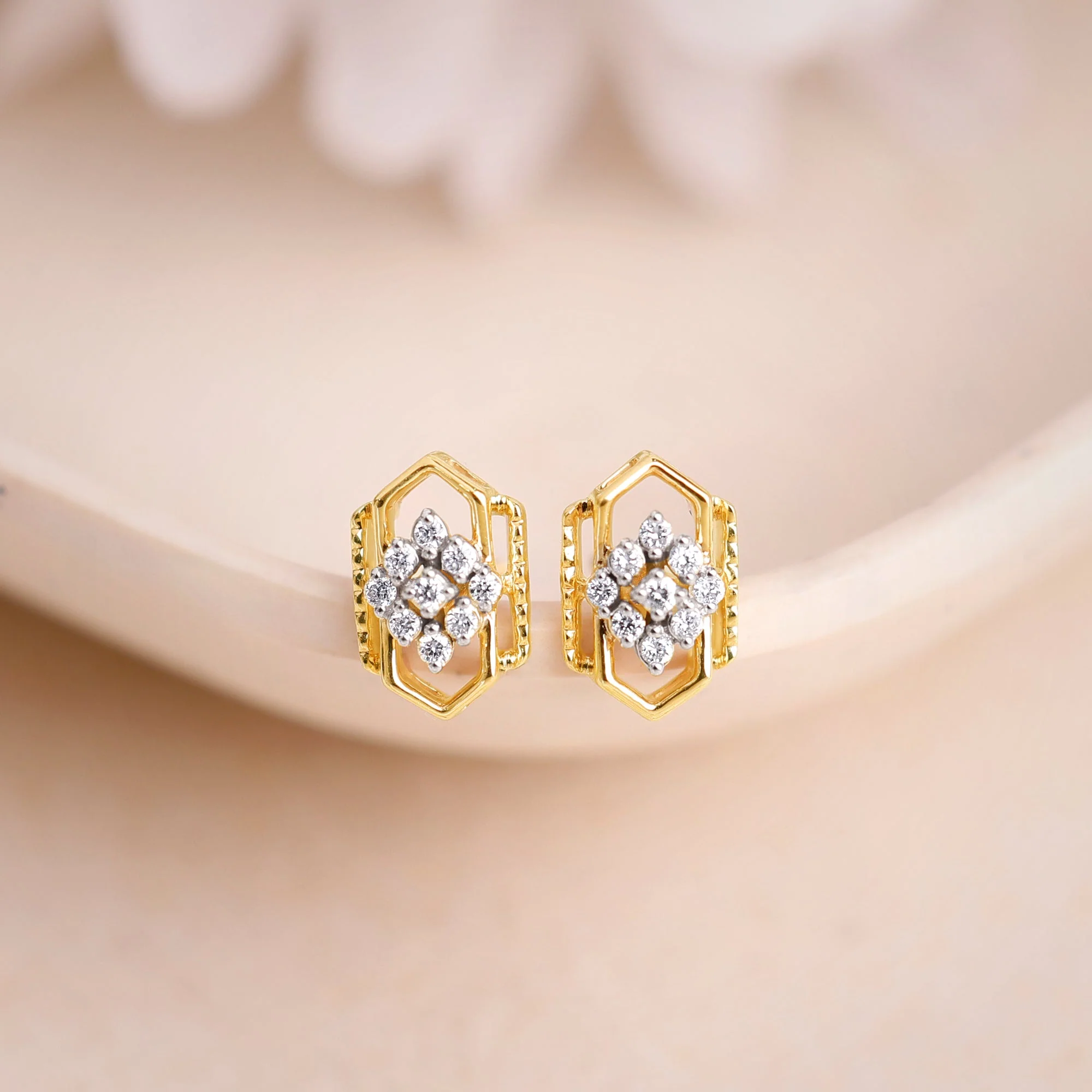 Gold Aurora Kiss Lab Grown Diamond Stud Earrings - Image 2