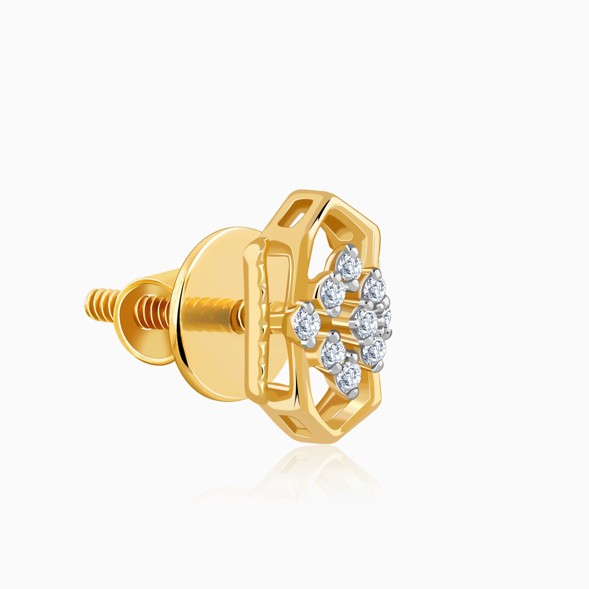 Gold Aurora Kiss Lab Grown Diamond Stud Earrings - Image 4