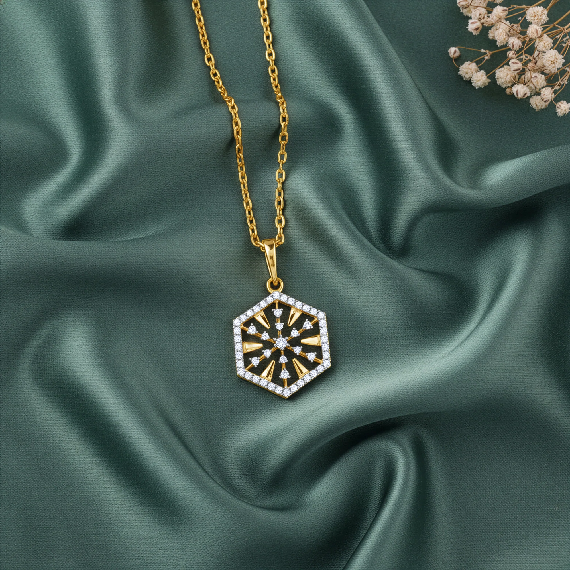 Gold Aurum Edge Lab Grown Diamond Pendant - Image 2