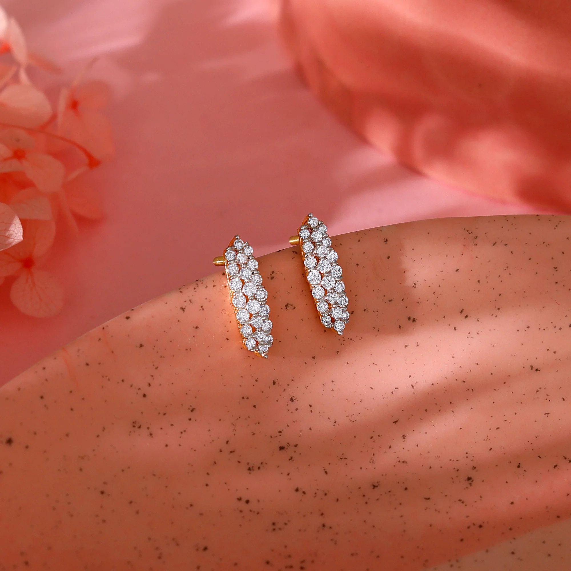 Gold Baroque Diamond Earrings - Image 2