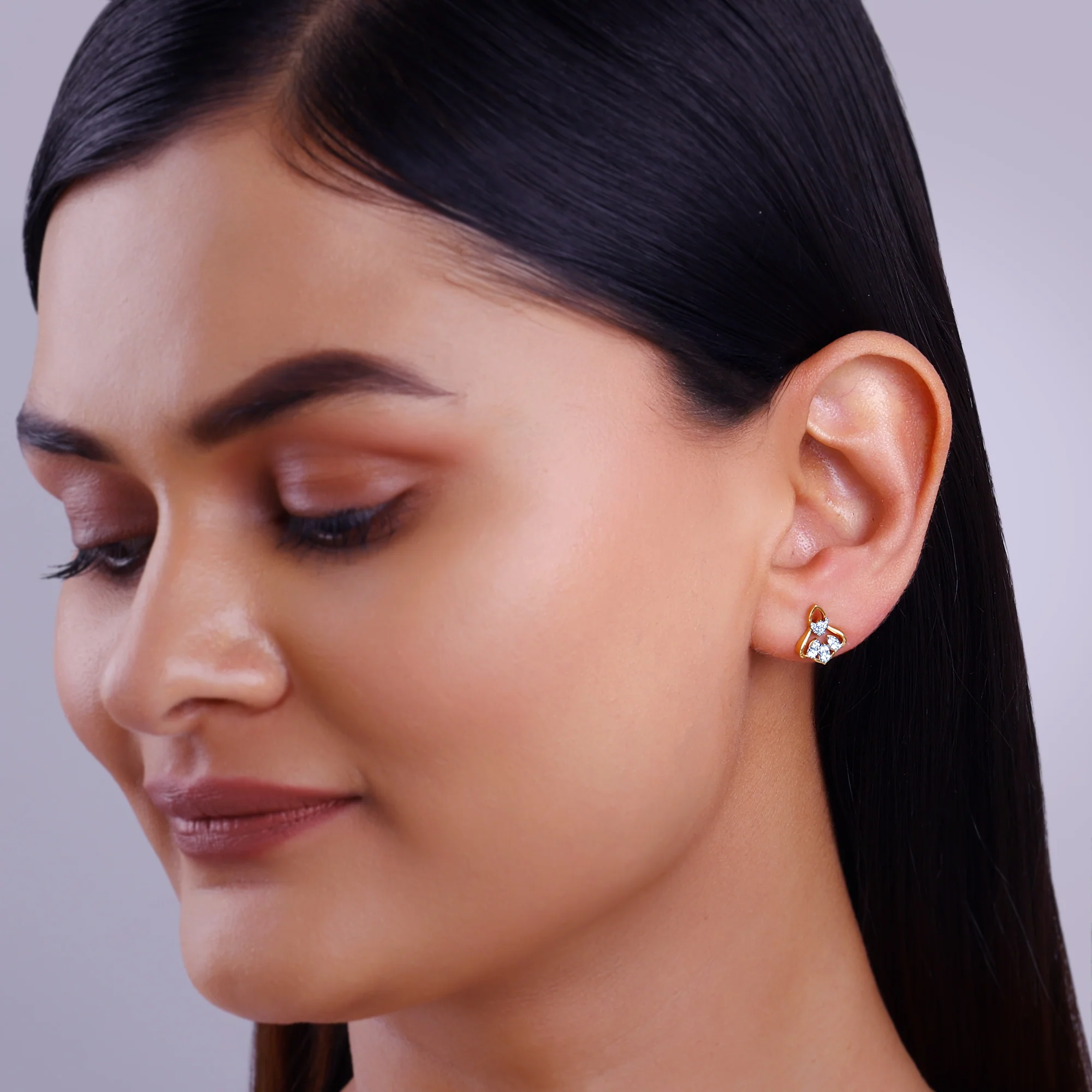 Gold Bellflower Rhapsody Lab Grown Diamond Earrings - Image 3