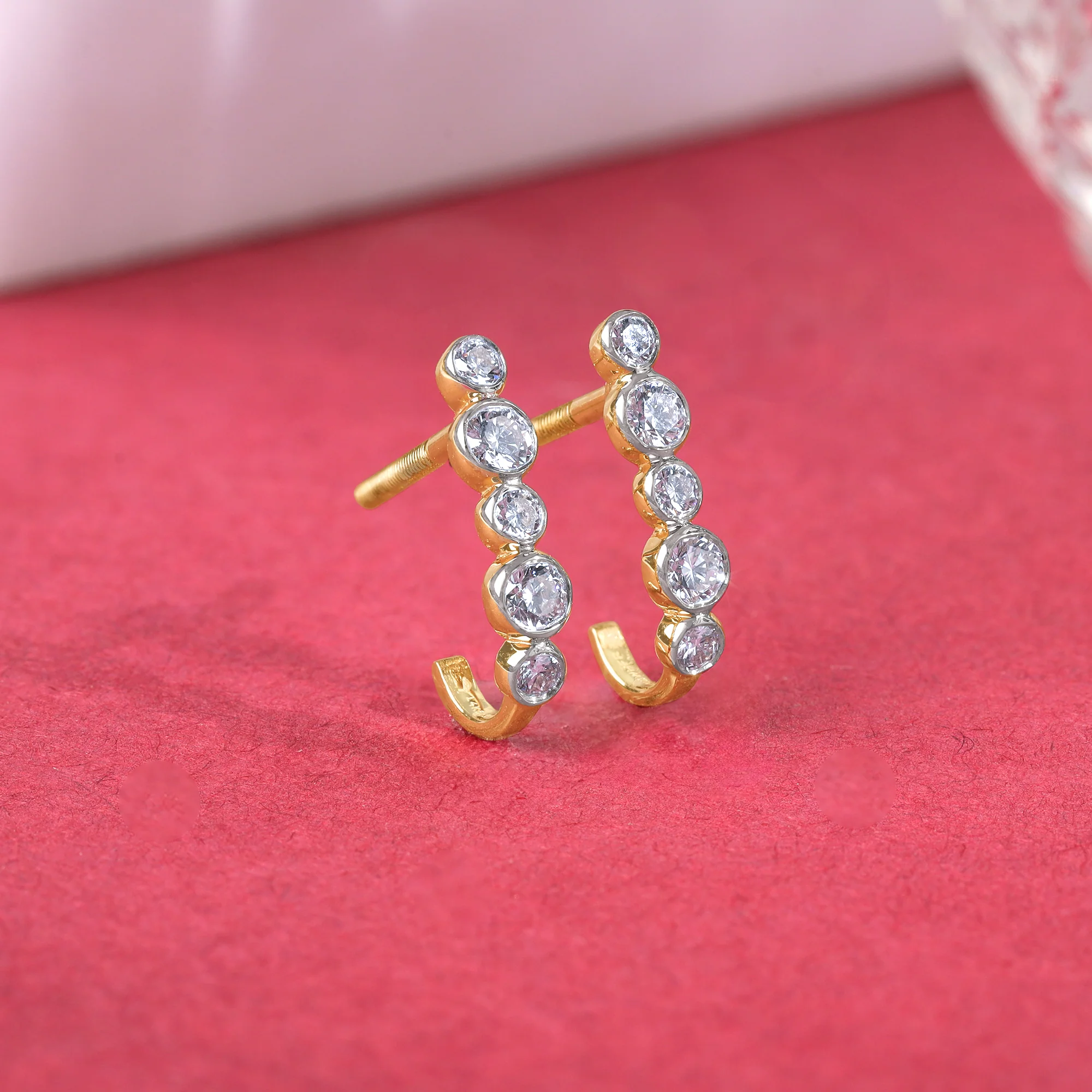 Gold Bellona J-hoop Lab Grown Diamond Earrings - Image 2