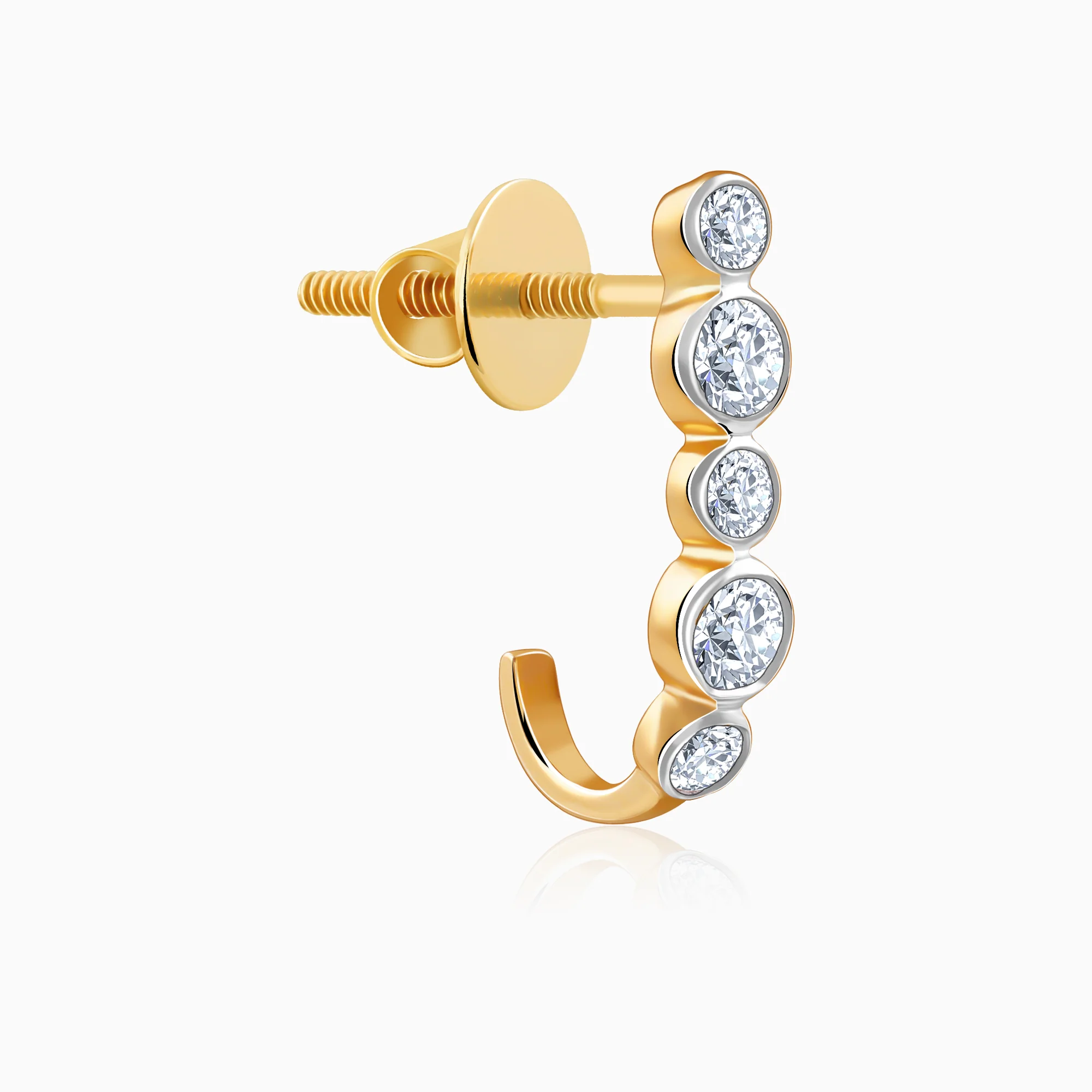 Gold Bellona J-hoop Lab Grown Diamond Earrings - Image 4
