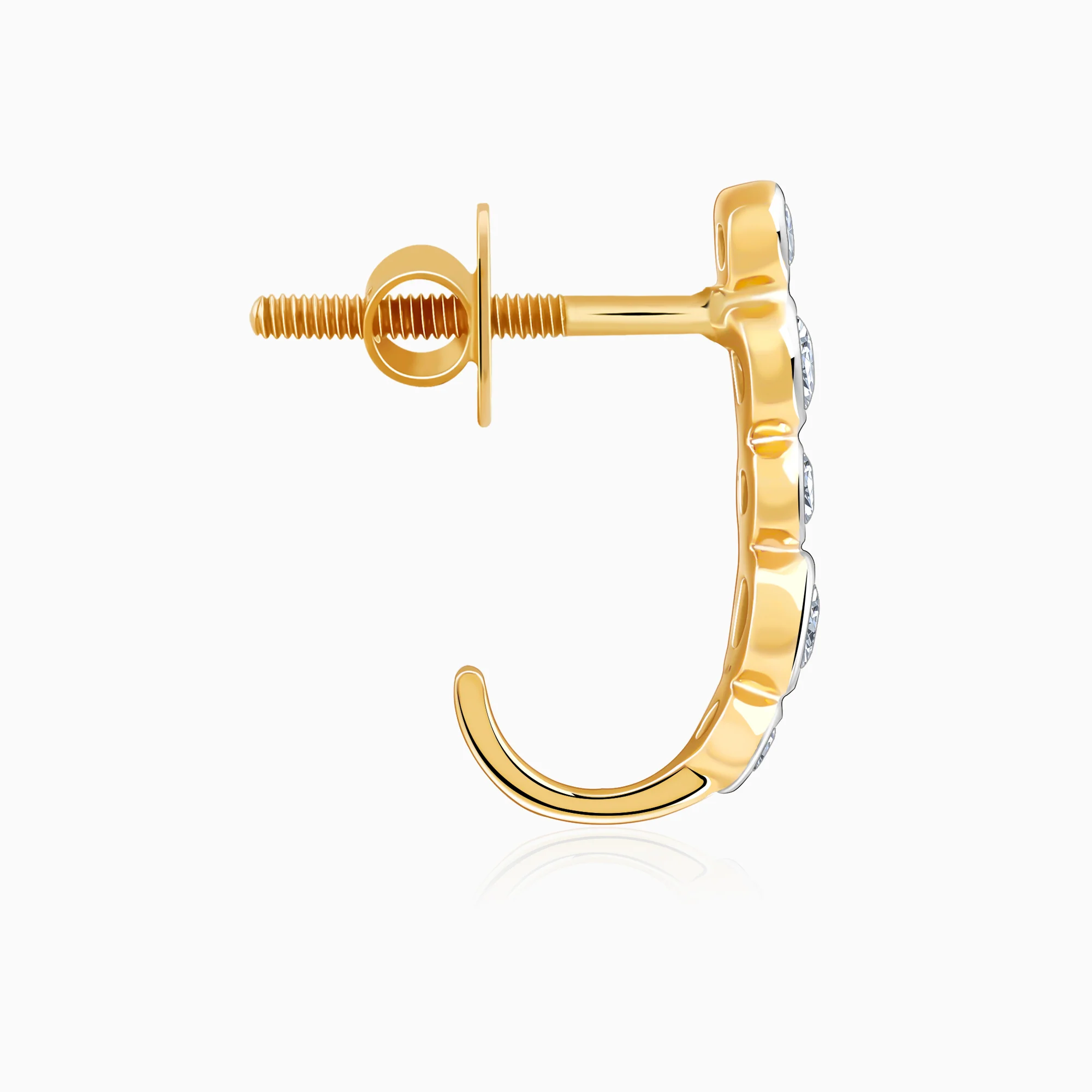 Gold Bellona J-hoop Lab Grown Diamond Earrings - Image 5