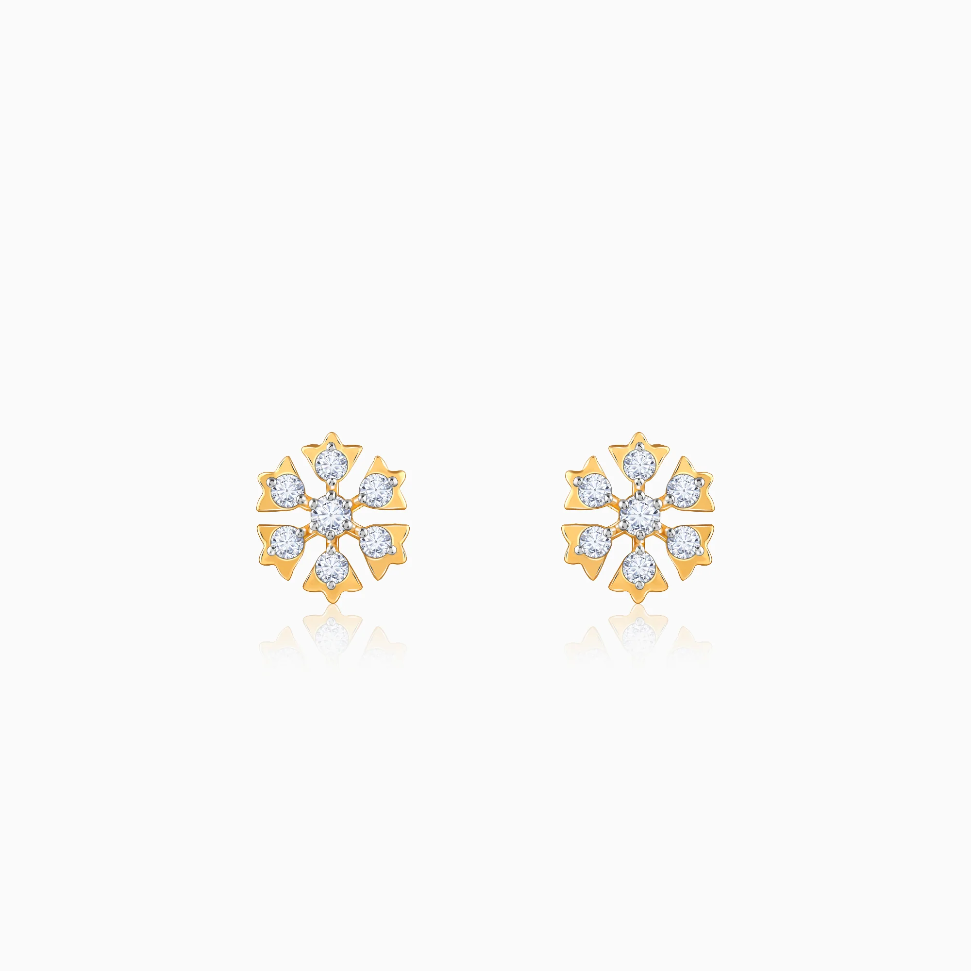 Gold Bloom Bliss Lab Grown Diamond Stud Earrings