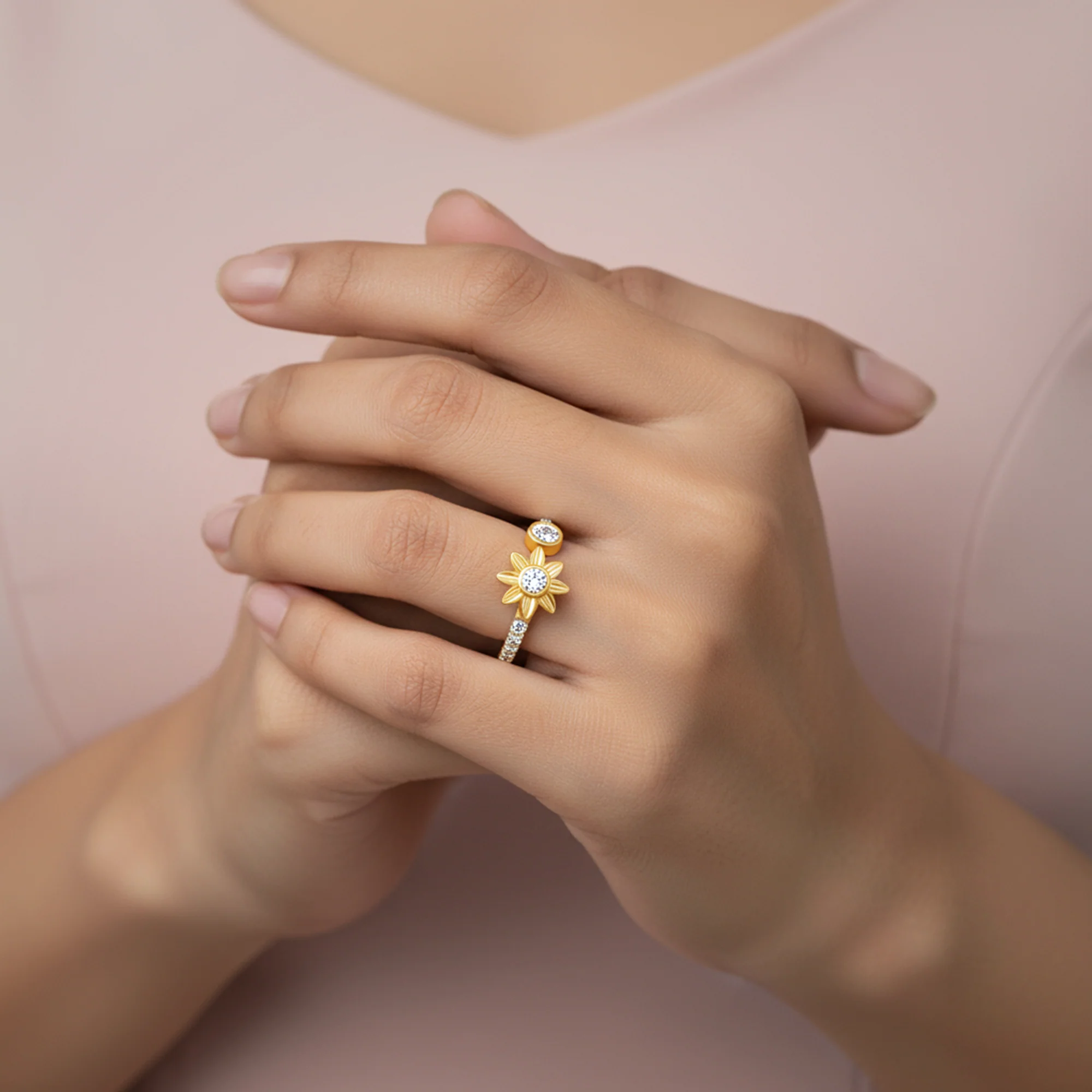Gold Bloom Glow Lab Grown Diamond Ring - Image 3