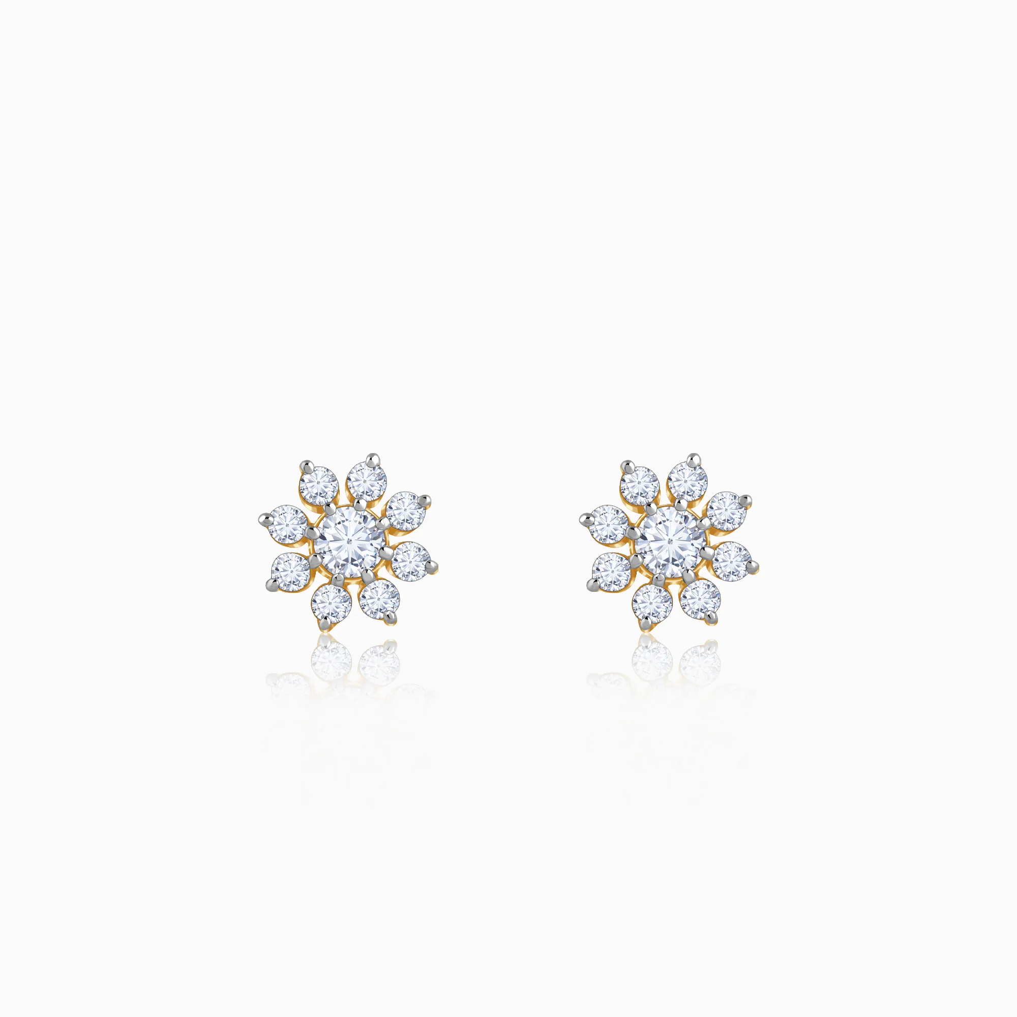 Gold Blooming Cluster Lab Grown Diamond Stud Earrings