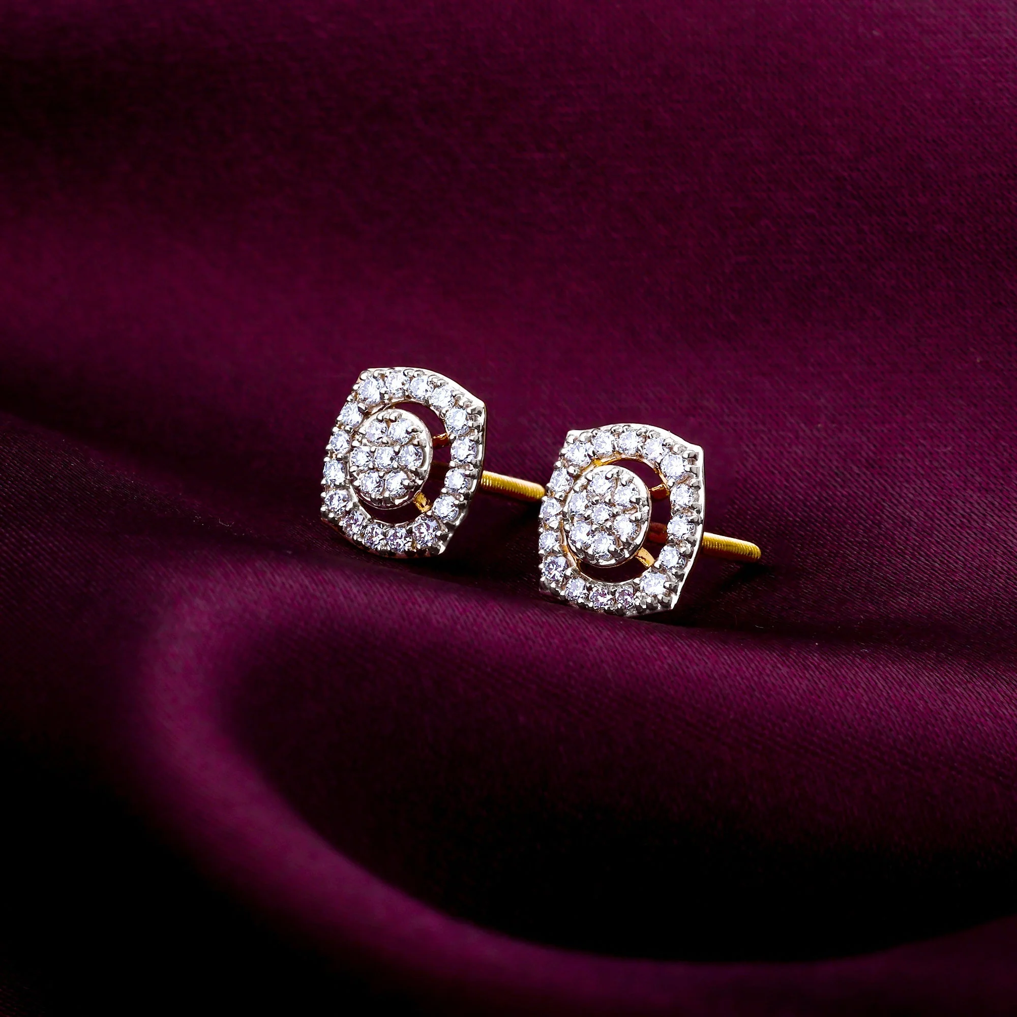 Gold Blossom Blend Diamond Earrings - Image 2
