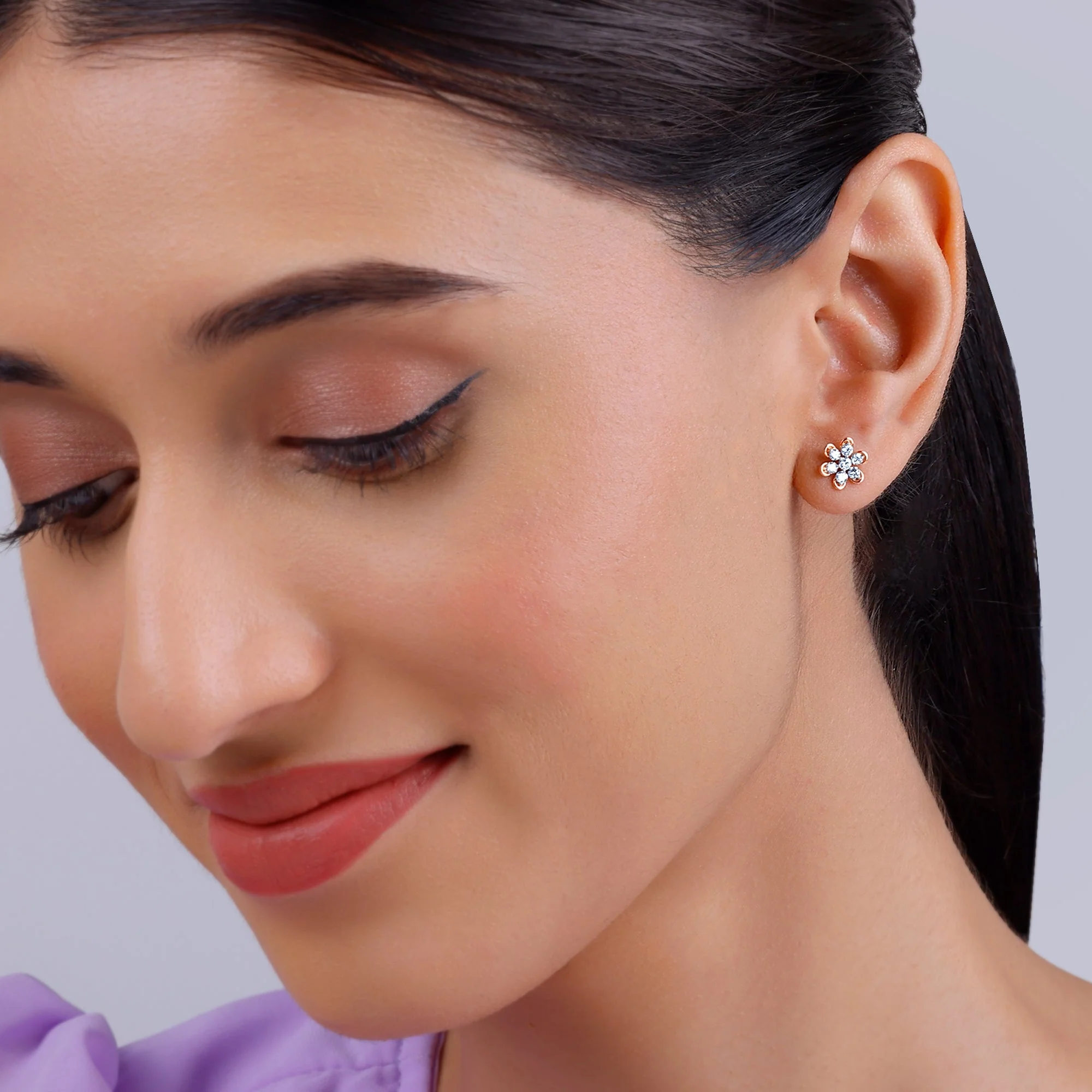Gold Blossom Burst Diamond Earrings - Image 3