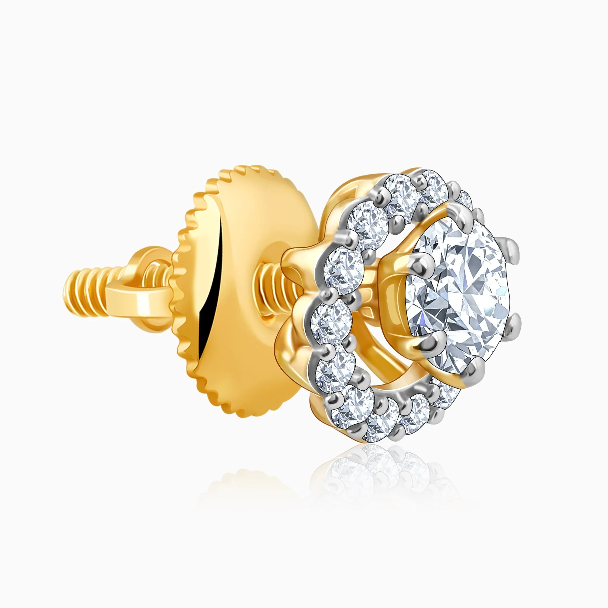Gold Blossom Halo Lab Grown Diamond Earrings - Image 7