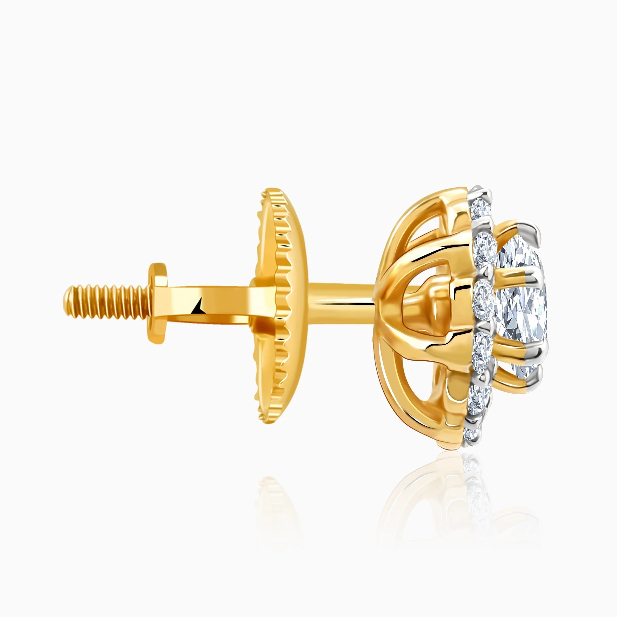 Gold Blossom Halo Lab Grown Diamond Earrings - Image 8