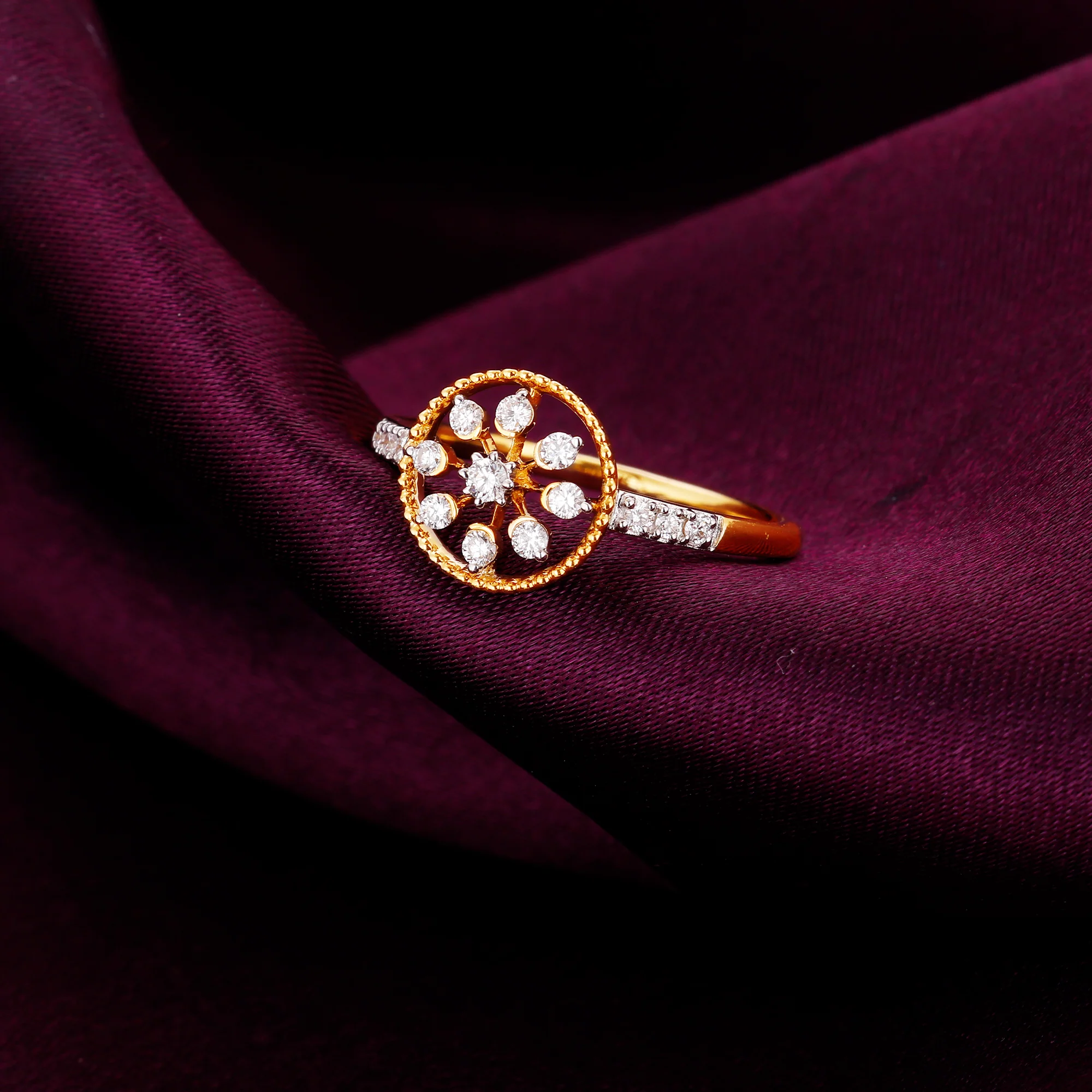 Gold Blossoming Flower Diamond Ring - Image 2