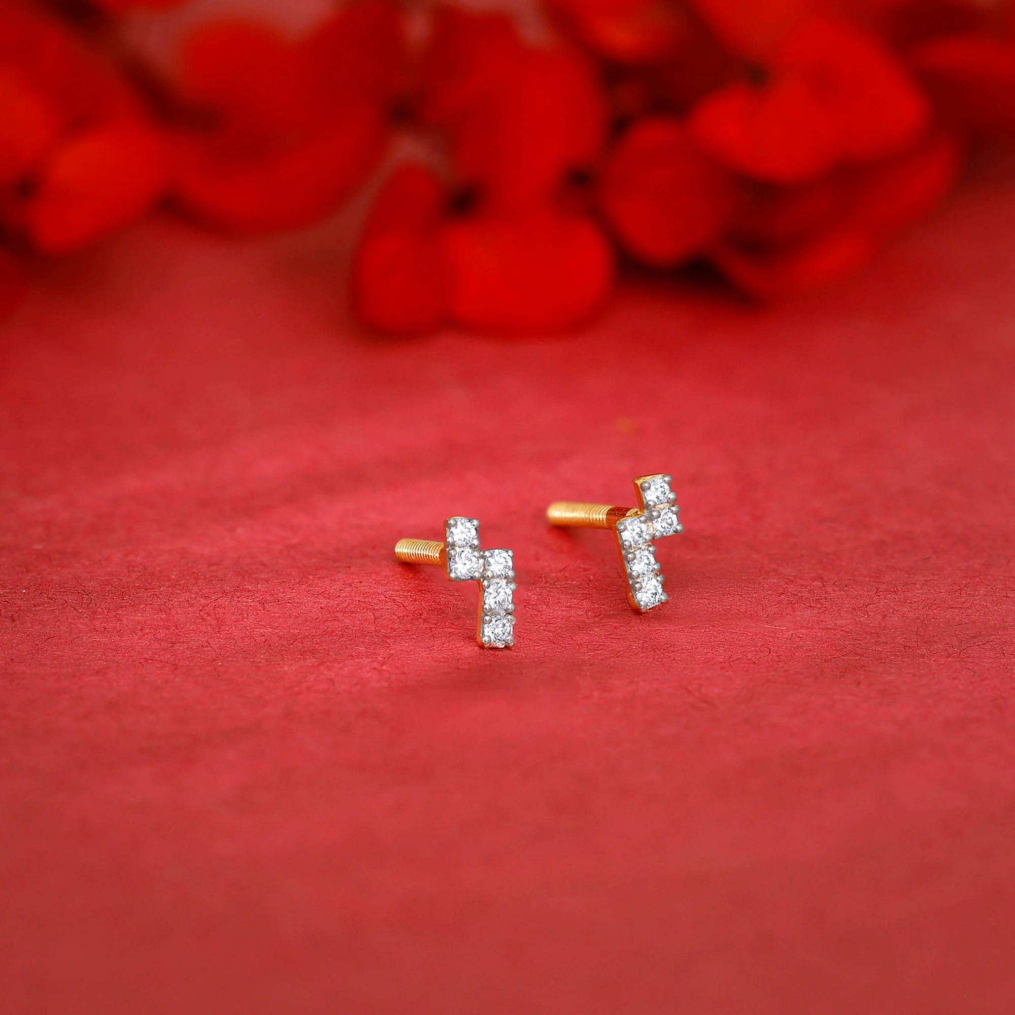Gold Bolt Lab Grown Diamond Earrings - Image 2