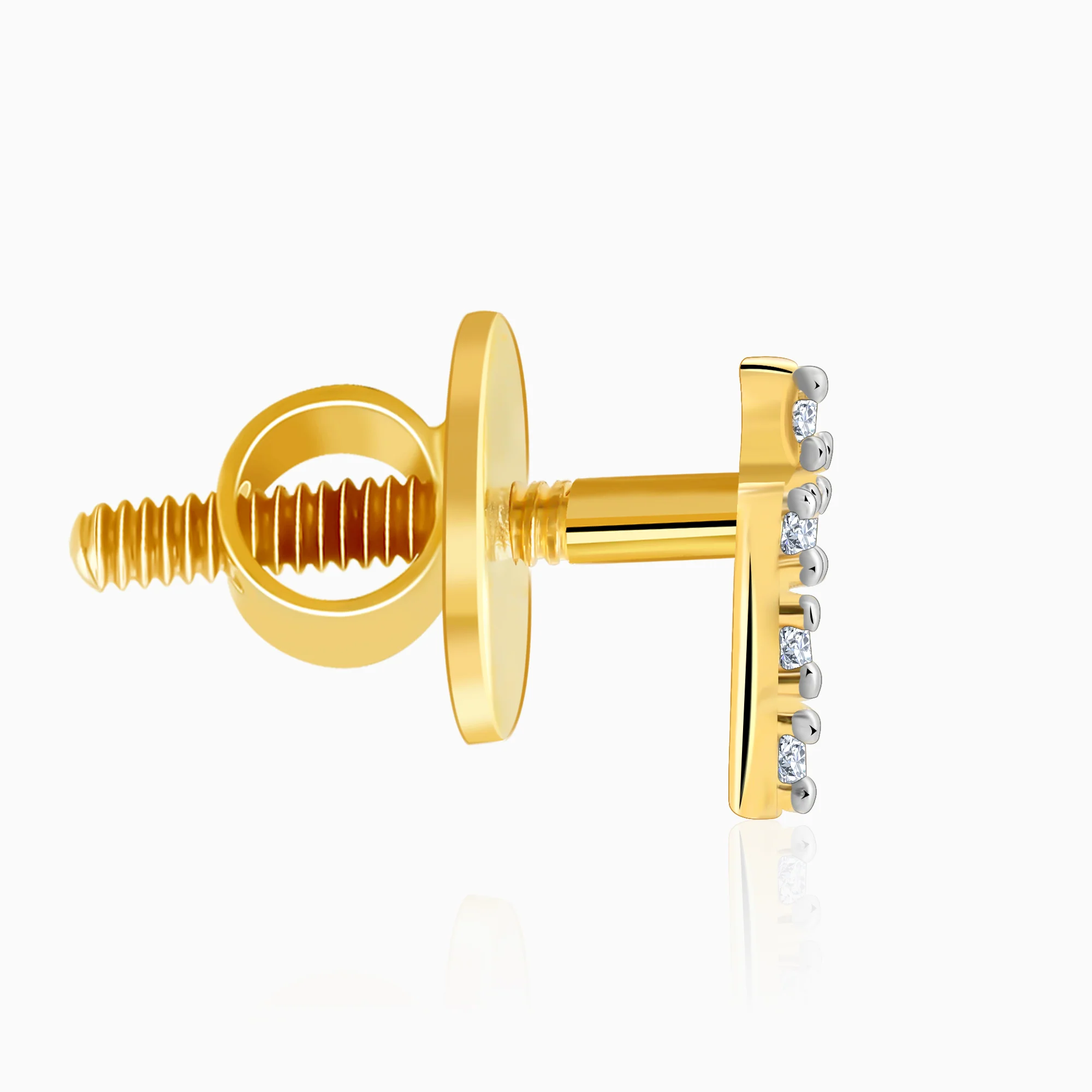 Gold Bolt Lab Grown Diamond Earrings - Image 5