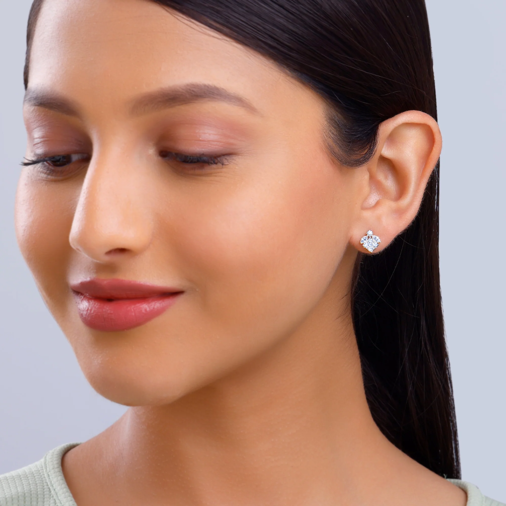 Gold Buti Lab Grown Diamond Earrings - Image 3
