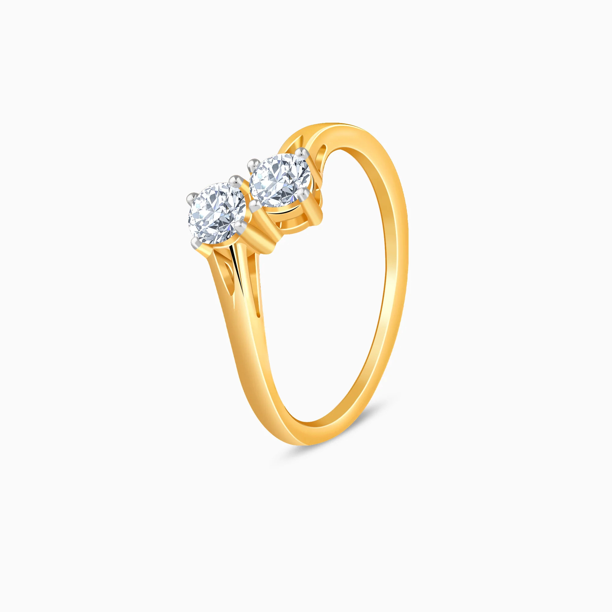 Gold Bypass Duo Solitaire Lab Grown Diamond Ring - Image 4