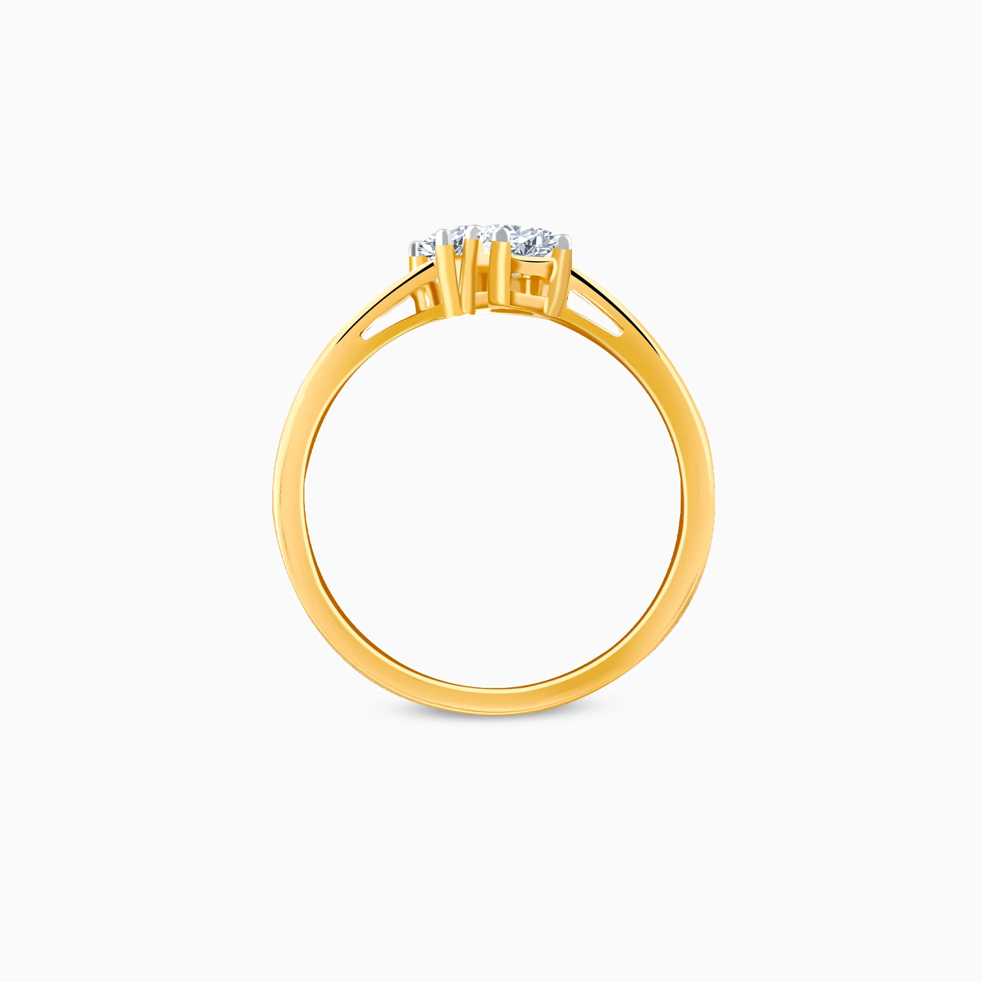 Gold Bypass Duo Solitaire Lab Grown Diamond Ring - Image 5