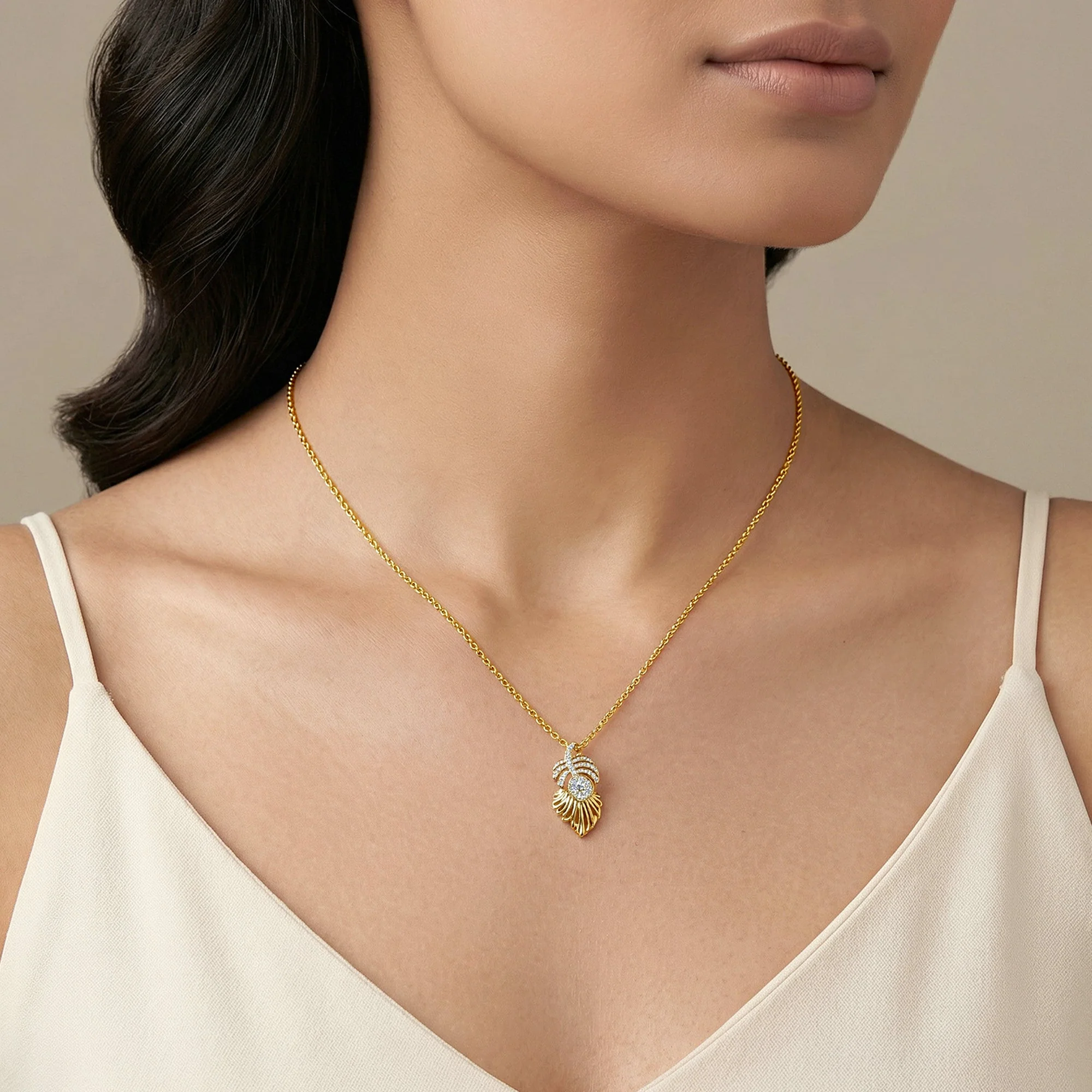 Gold Camomille Lab Grown Diamond Pendant - Image 3