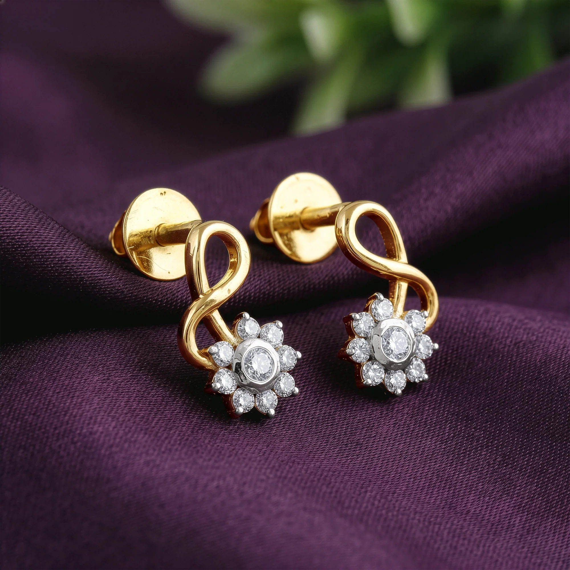 Gold Celest Lab Grown Diamond Earrings - Image 2