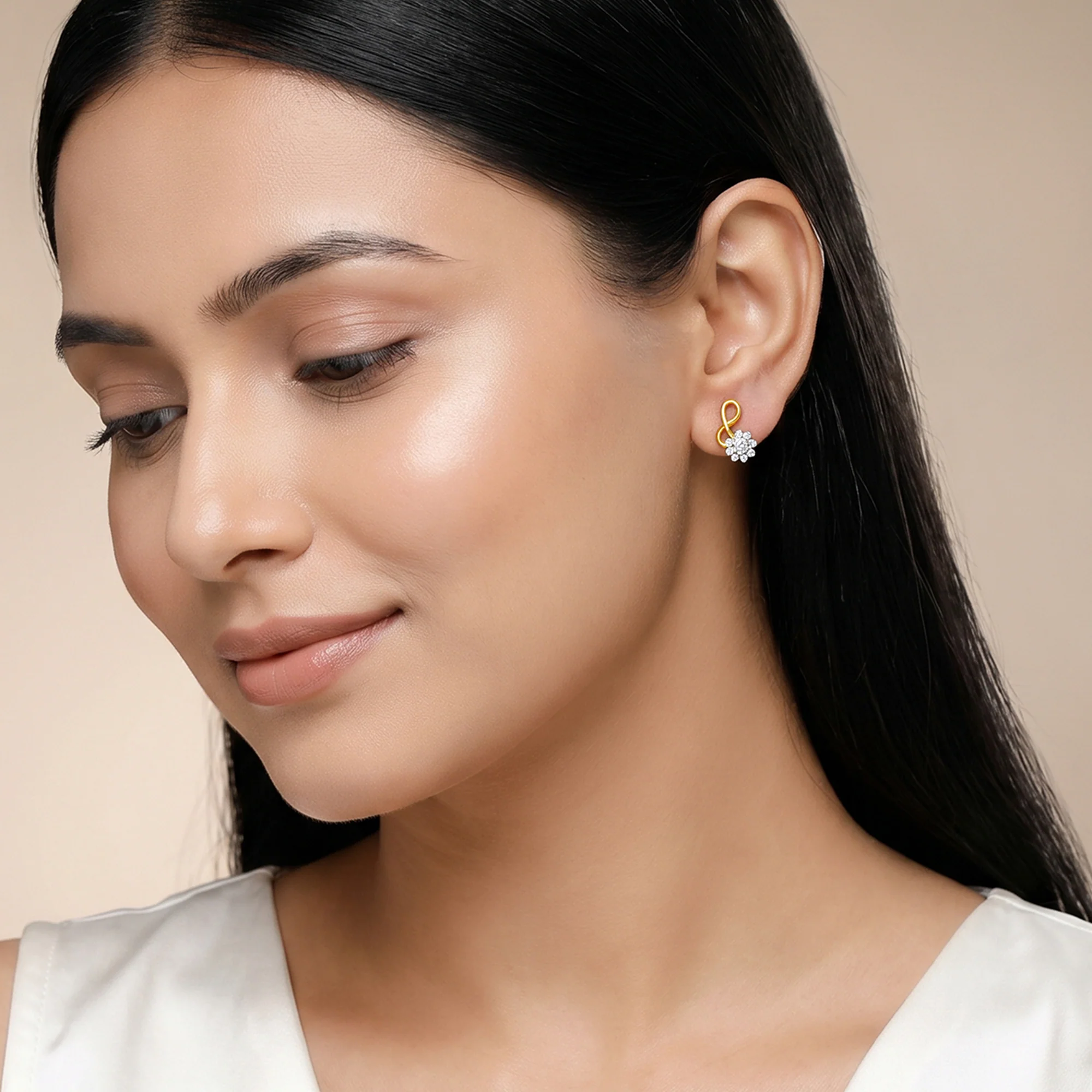 Gold Celest Lab Grown Diamond Earrings - Image 3
