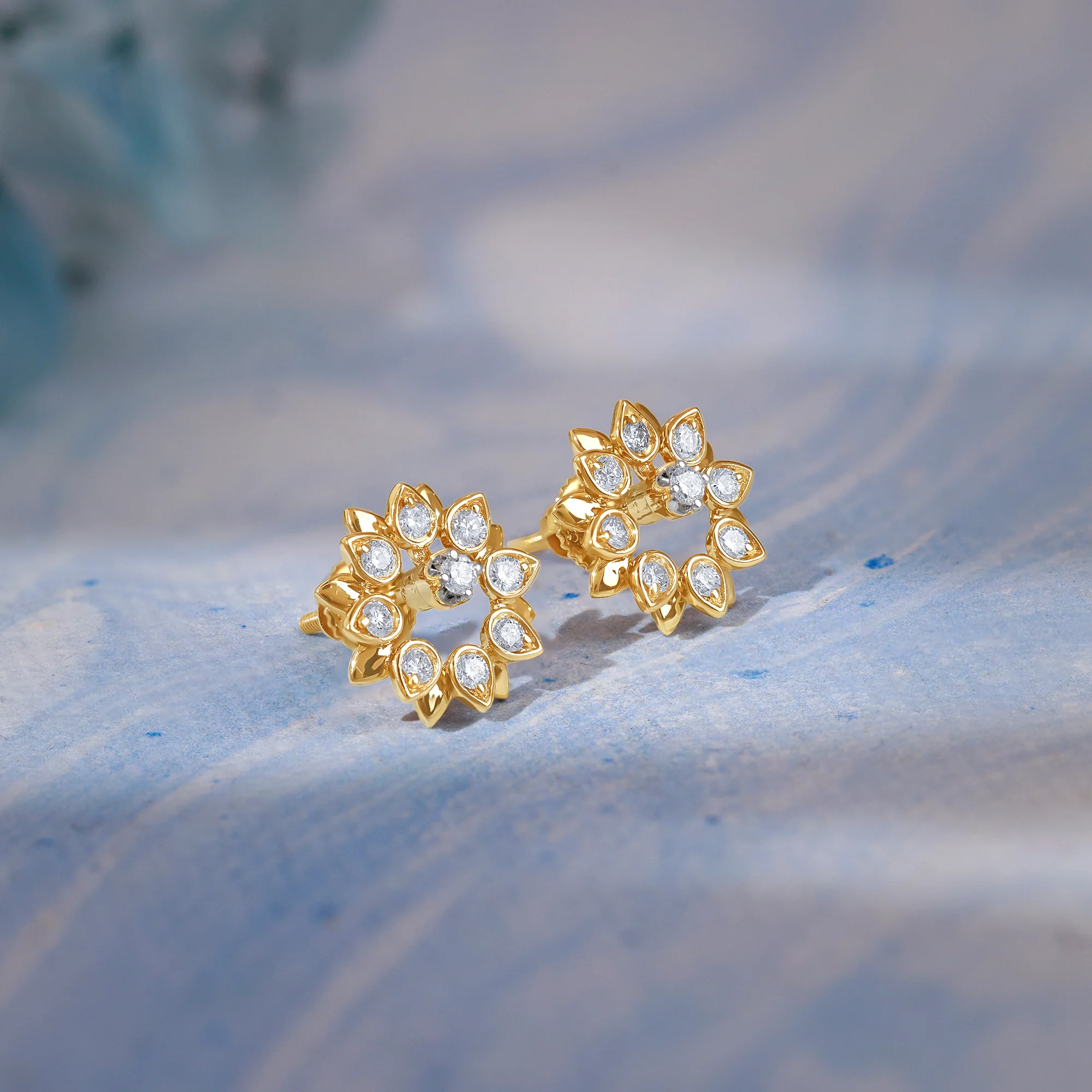 Gold Celeste Bloom Lab Grown Diamonds Earrings - Image 2