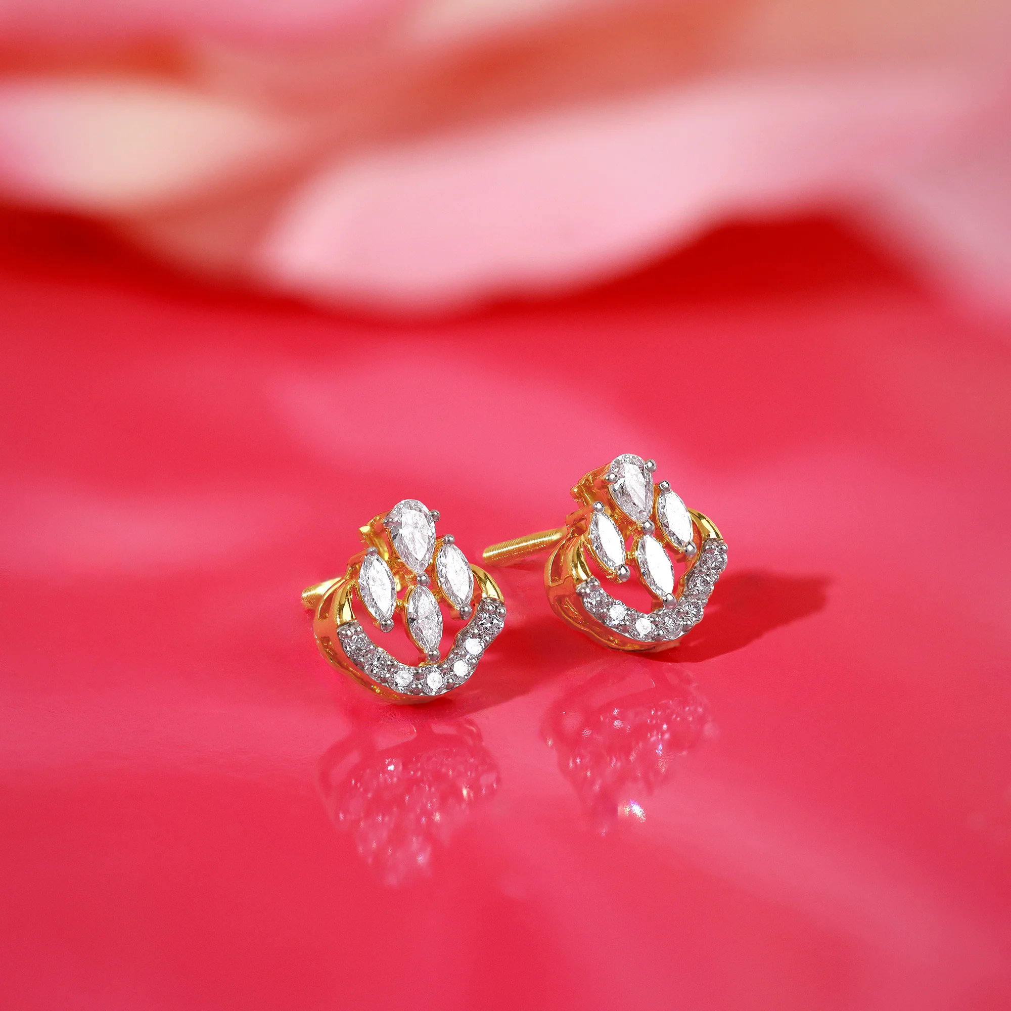 Gold Celeste Swirl Lab Grown Diamond Earrings - Image 2