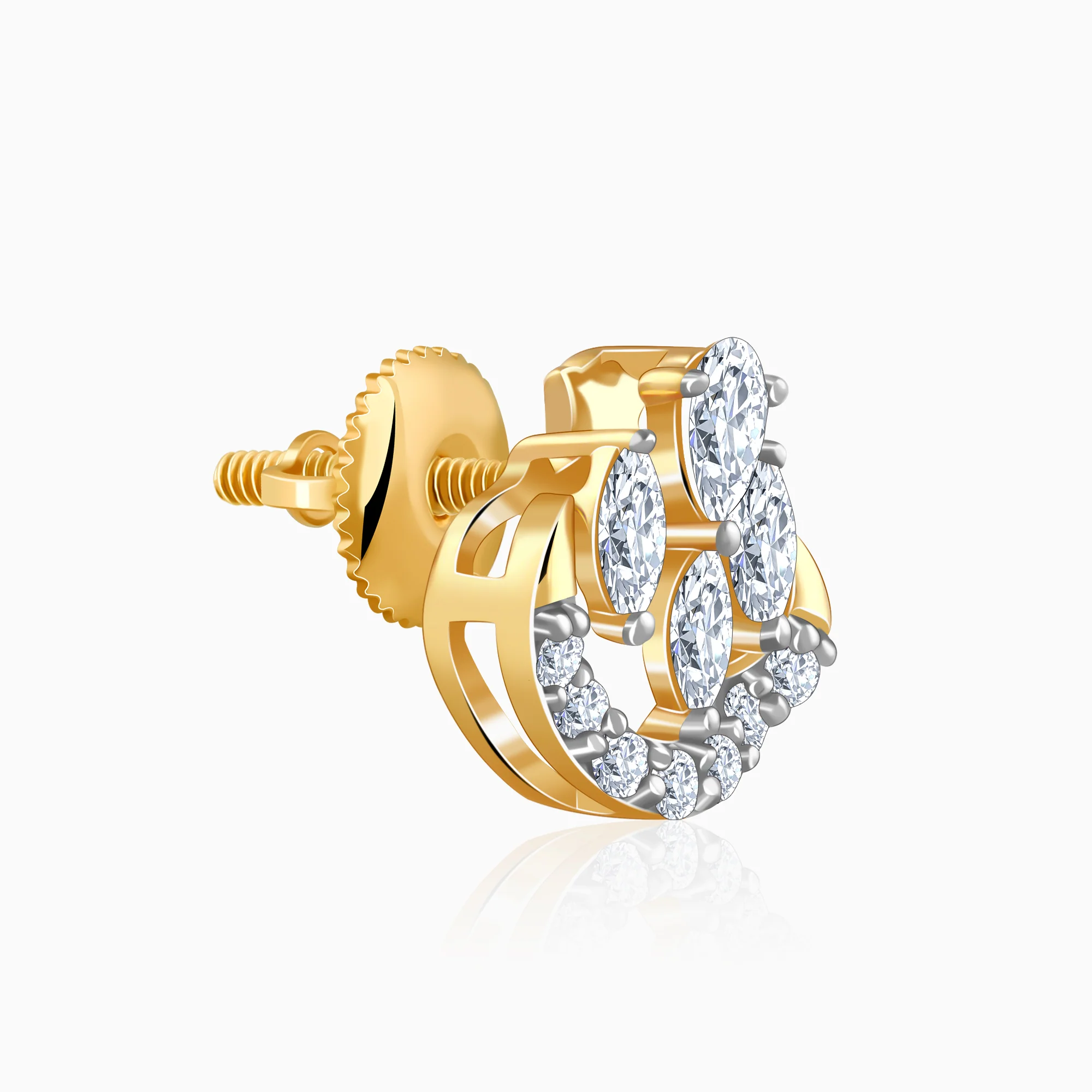 Gold Celeste Swirl Lab Grown Diamond Earrings - Image 4