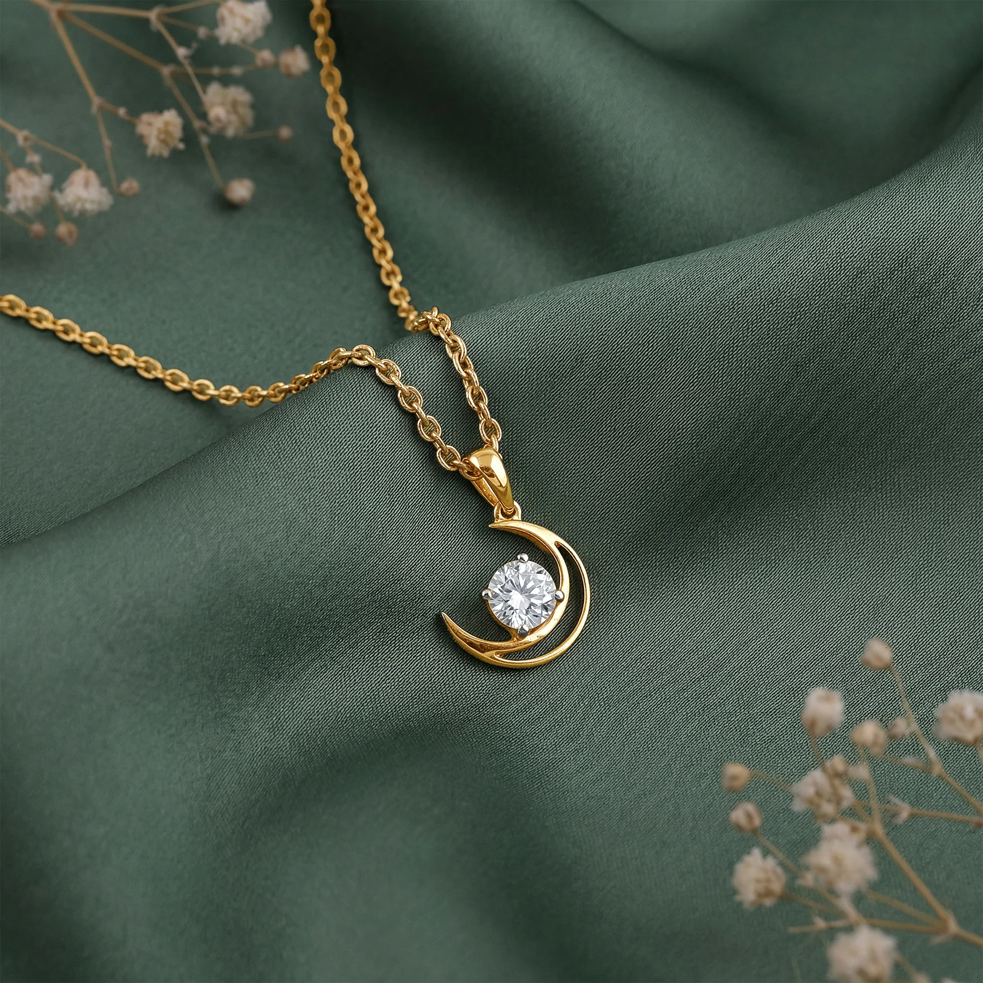 Gold Celestial Curve Lab Grown Diamond Pendant - Image 2