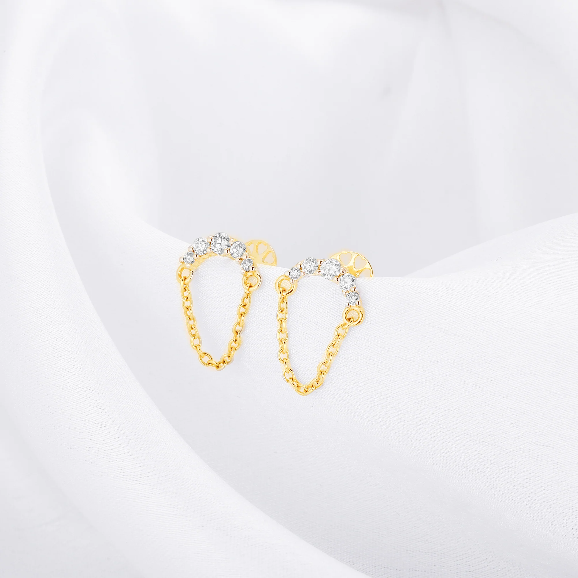 Gold Chained Charisma Diamond Earrings - Image 2