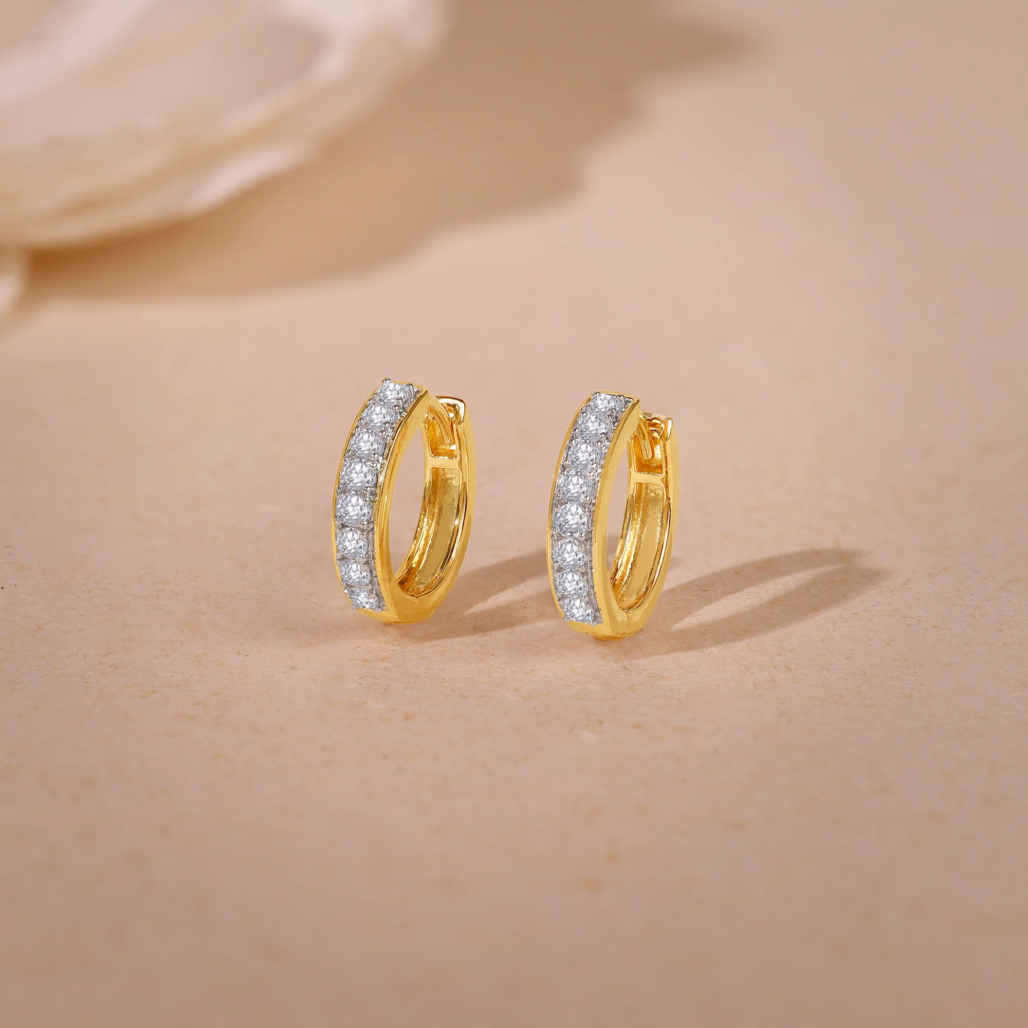 Gold Channel Lab Grown Diamond Hoop Earrings - Image 2