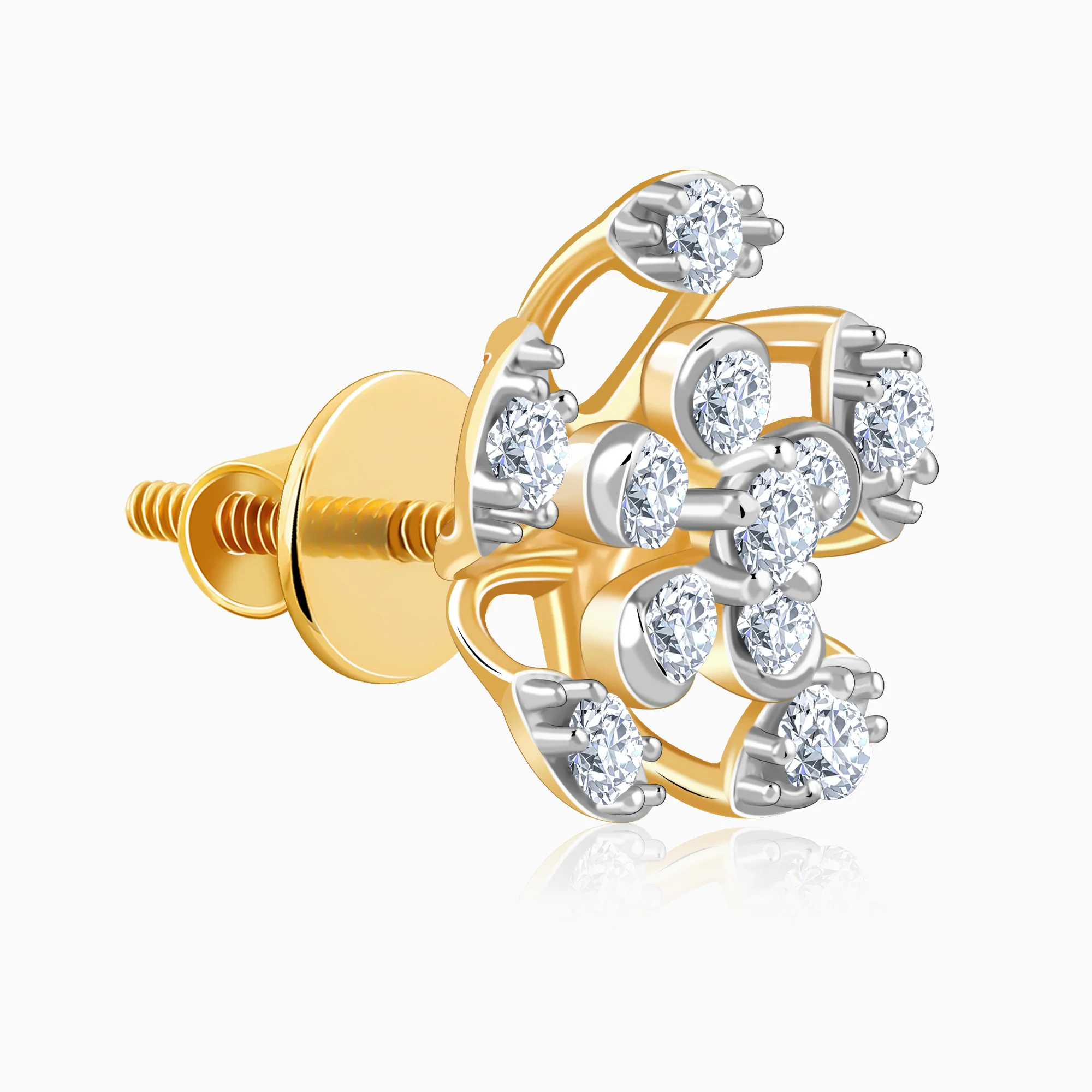 Gold Charming Flora Lab Grown Diamond Earrings - Image 4