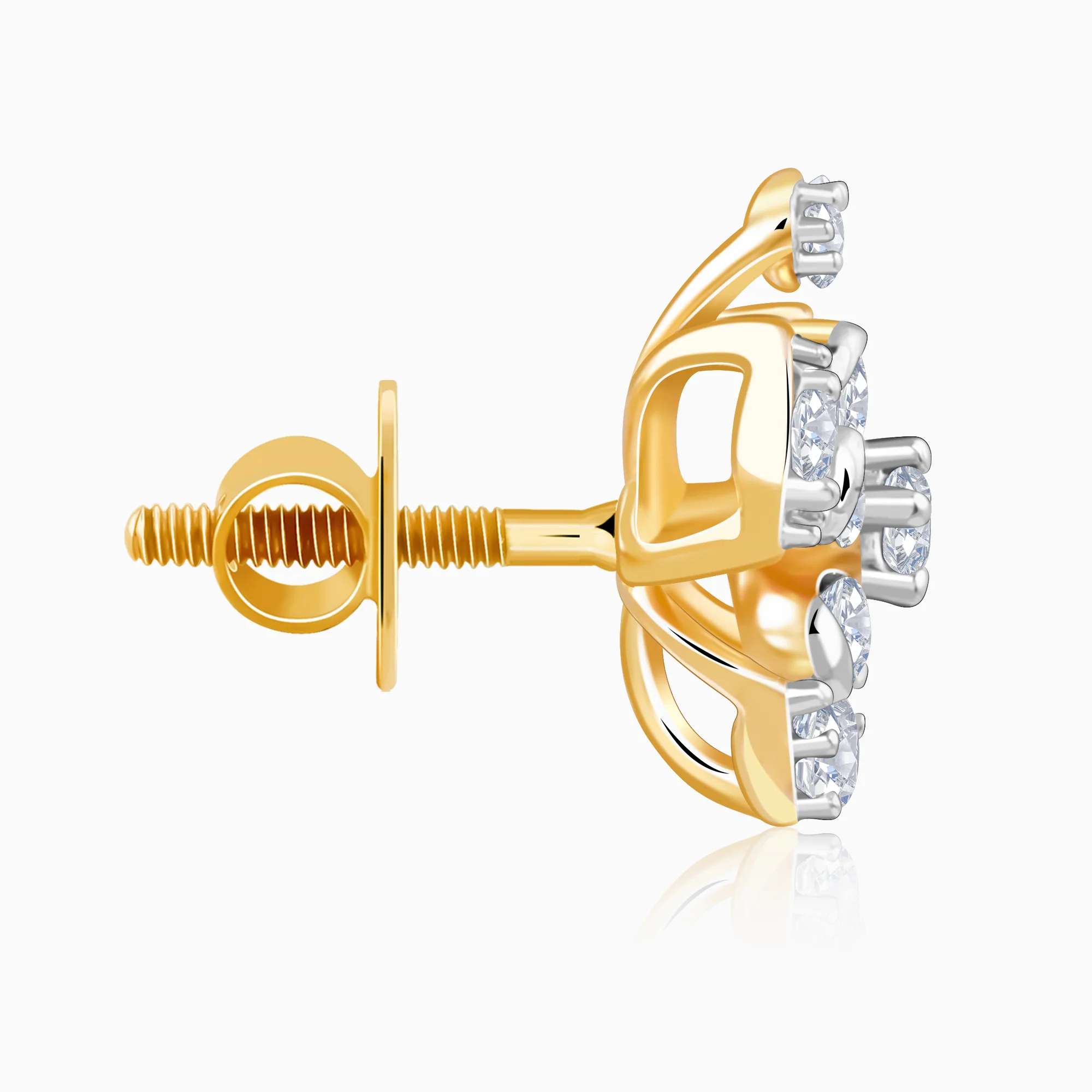 Gold Charming Flora Lab Grown Diamond Earrings - Image 5