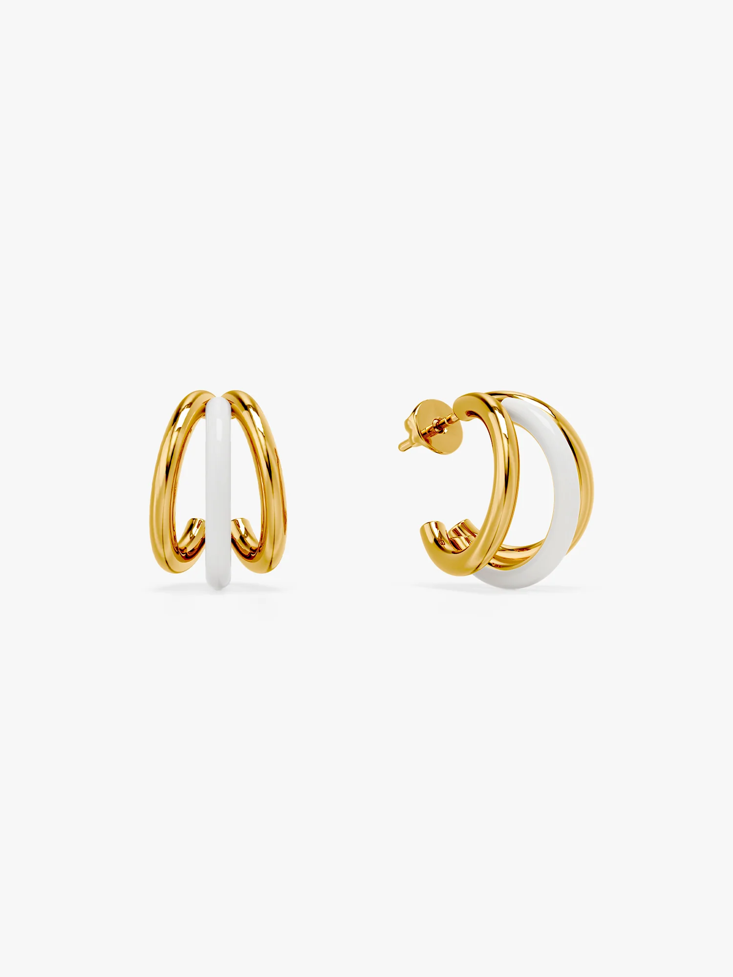 Gold Chunky Triplet Earring for Her