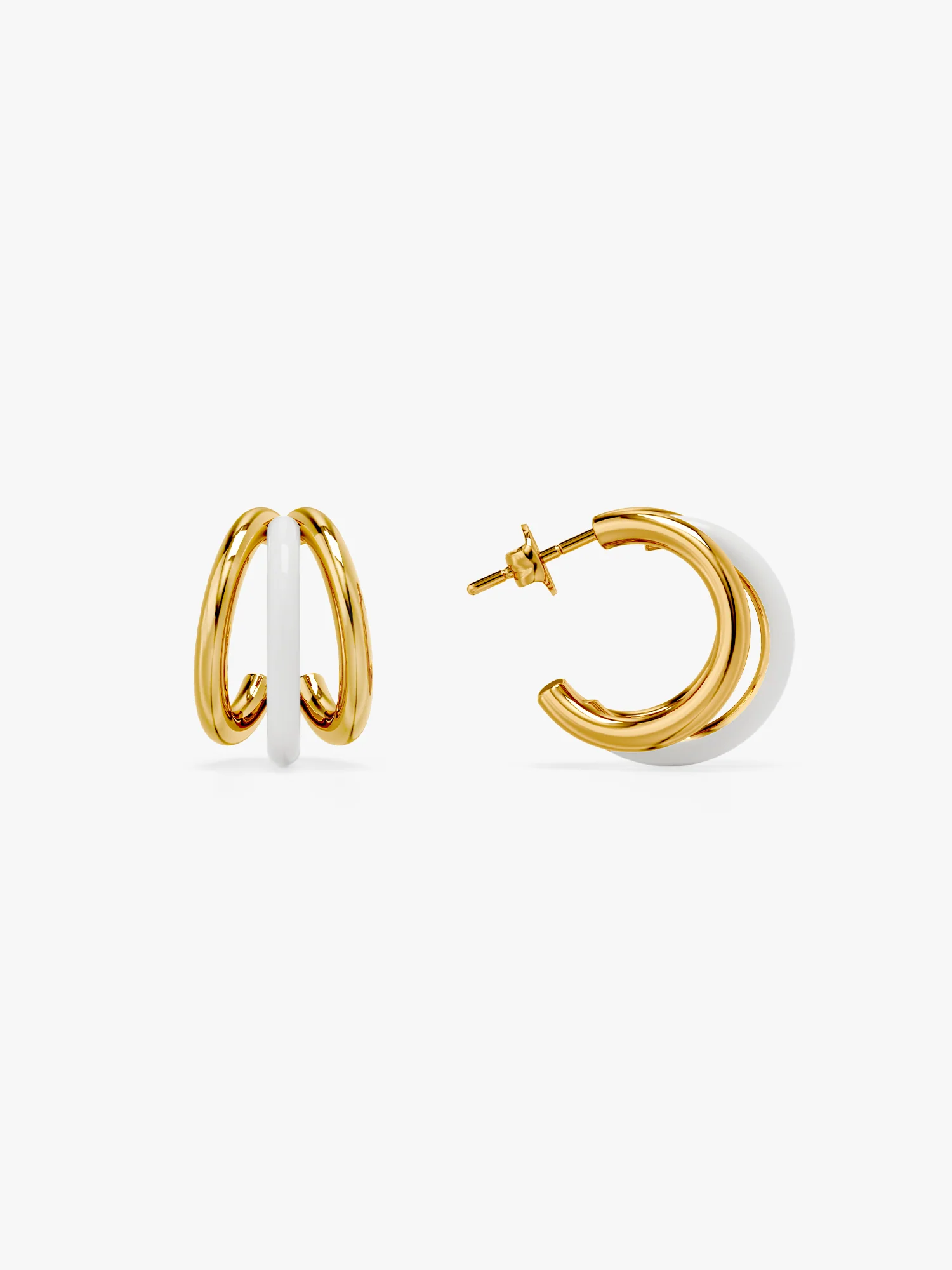 Gold Chunky Triplet Earring for Her - Image 5