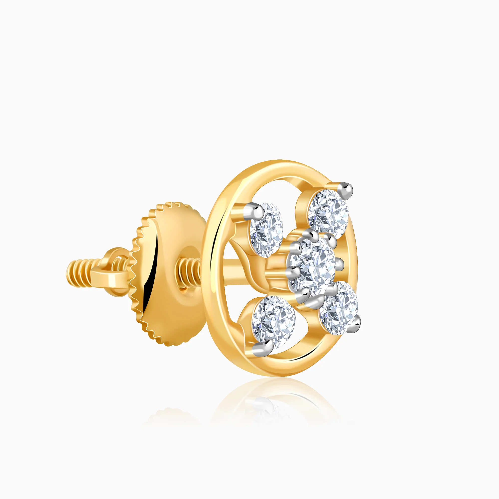 Gold Circle of Cross Lab Grown Diamond Studs - Image 4