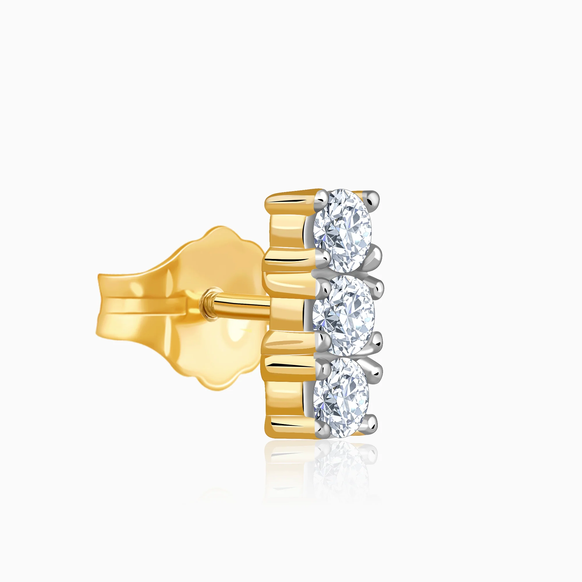 Gold Classic Line Lab Grown Diamond Earrings - Image 4