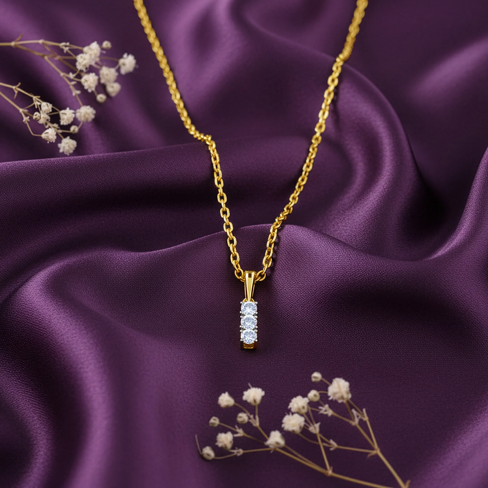 Gold Classic Line Lab Grown Diamond Pendant - Image 2