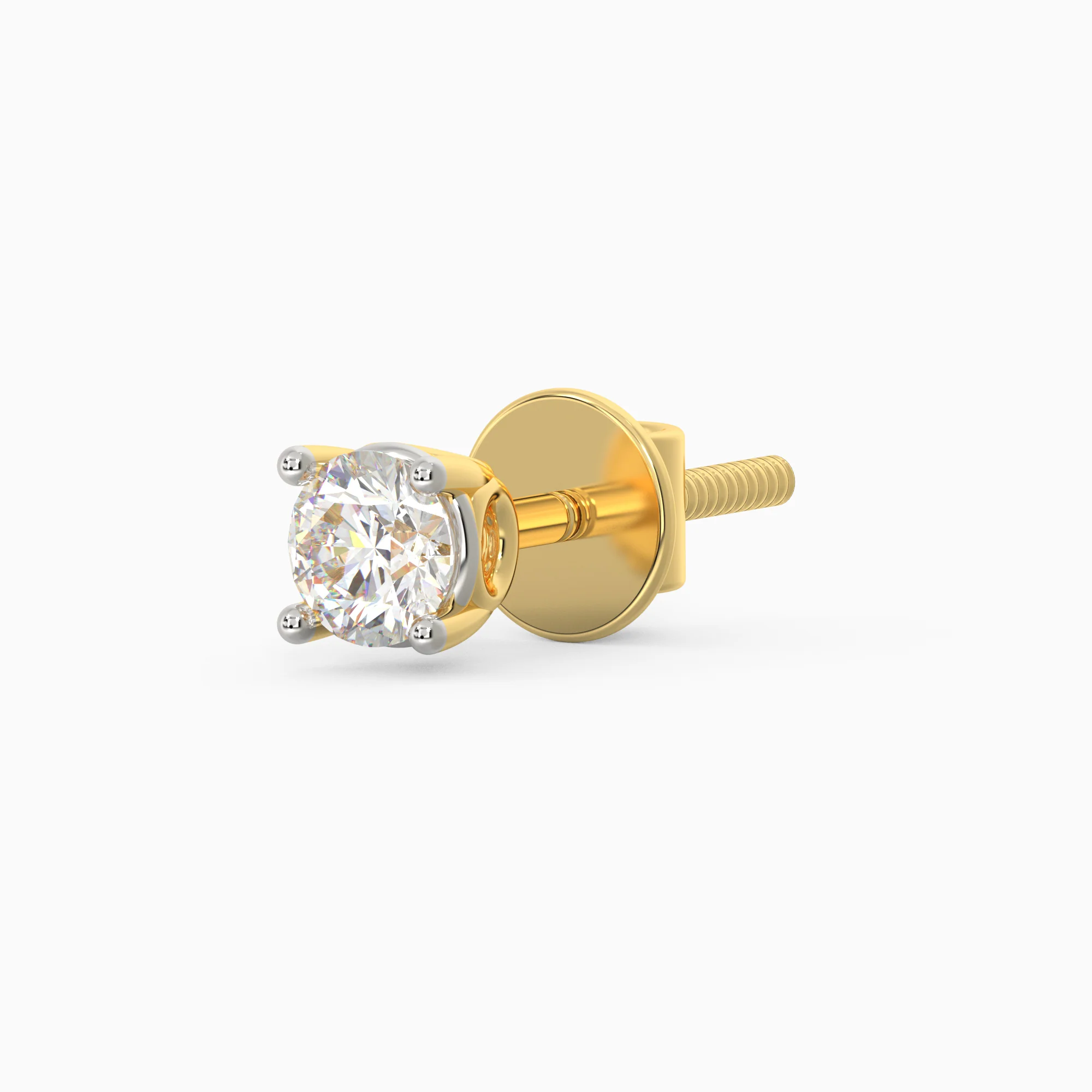 Gold Classic Solitaire Diamond Stud Earrings - Image 5