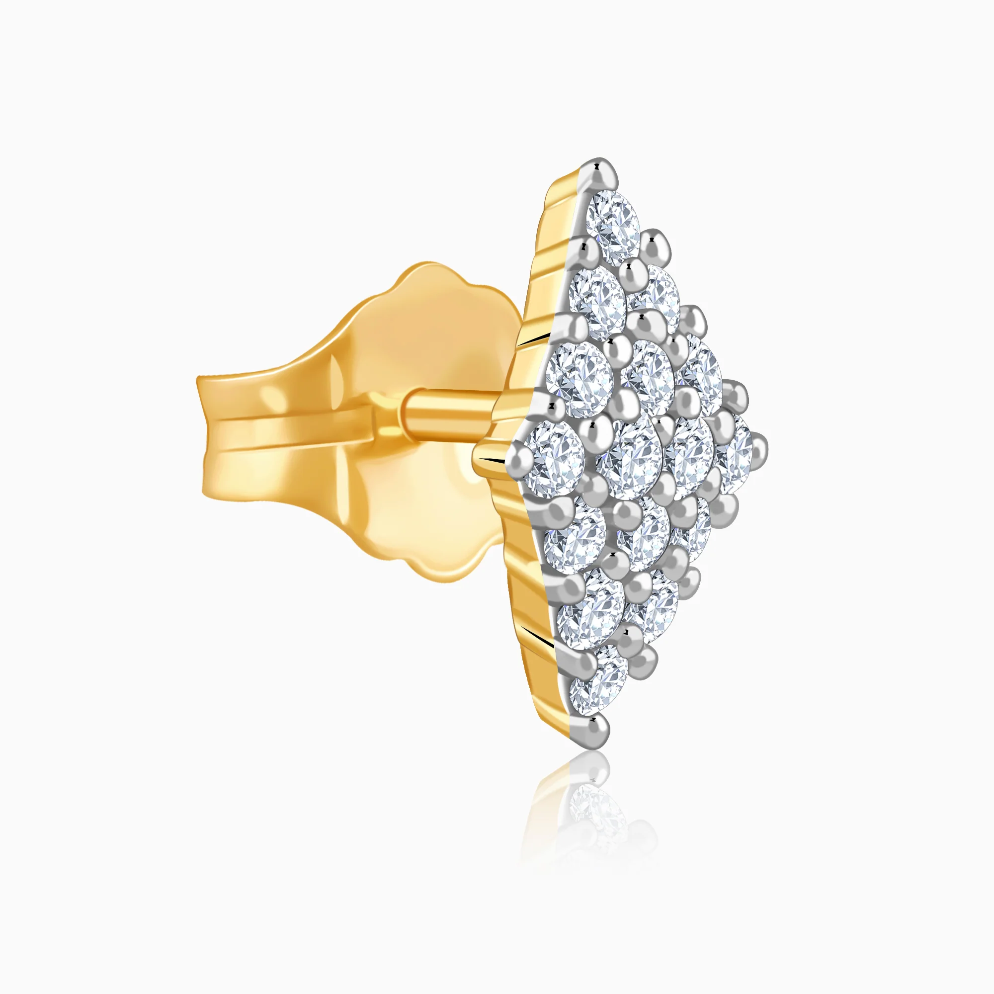 Gold Classy Rhombus Lab Grown Diamond Earrings - Image 4