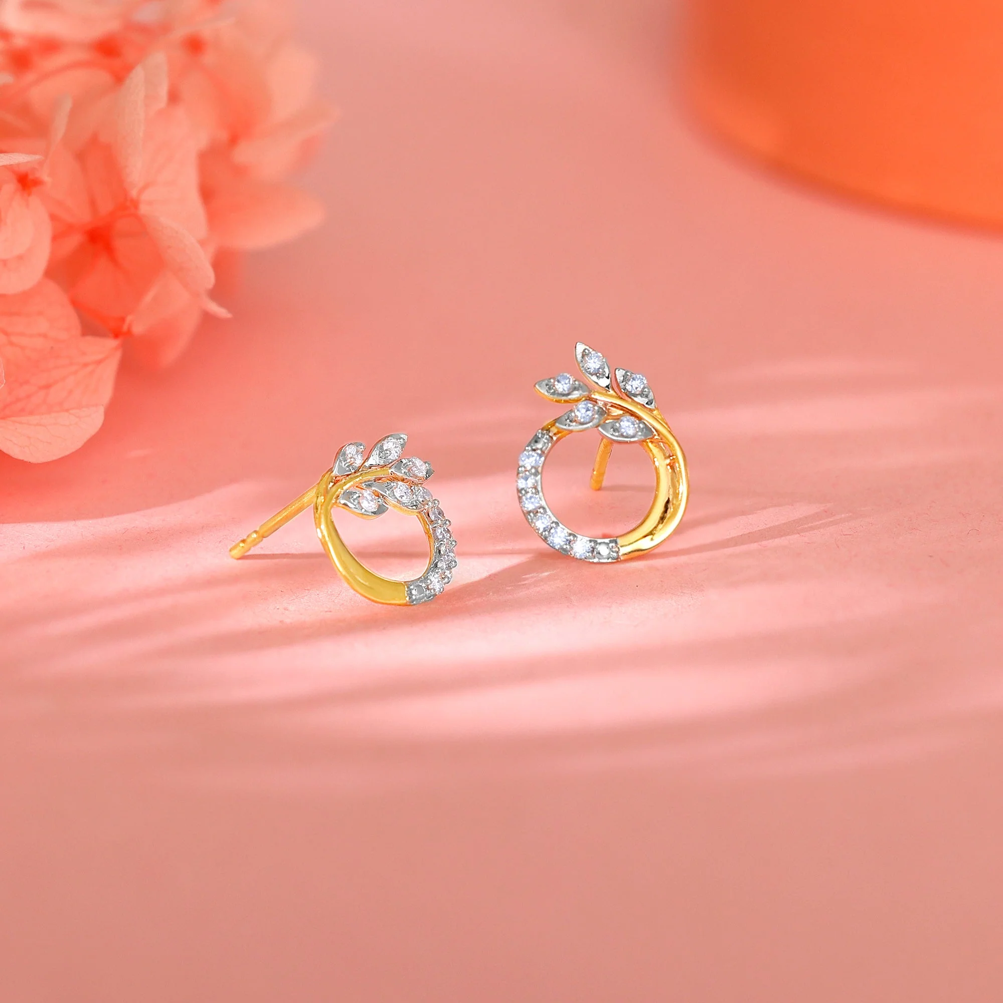 Gold Corsage Diamond Earrings - Image 2