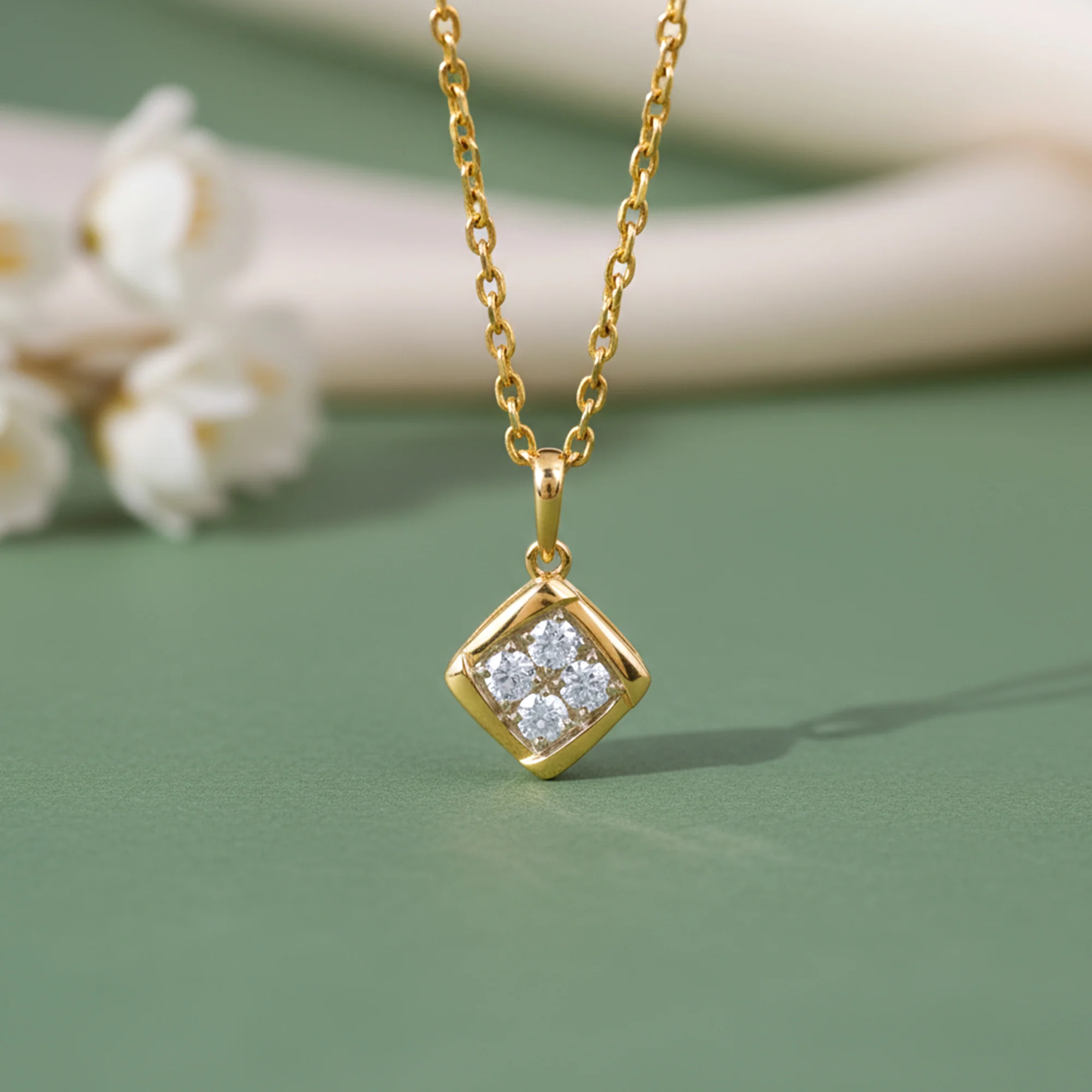 Gold Crystal Edge Lab Grown Diamond Pendant - Image 2