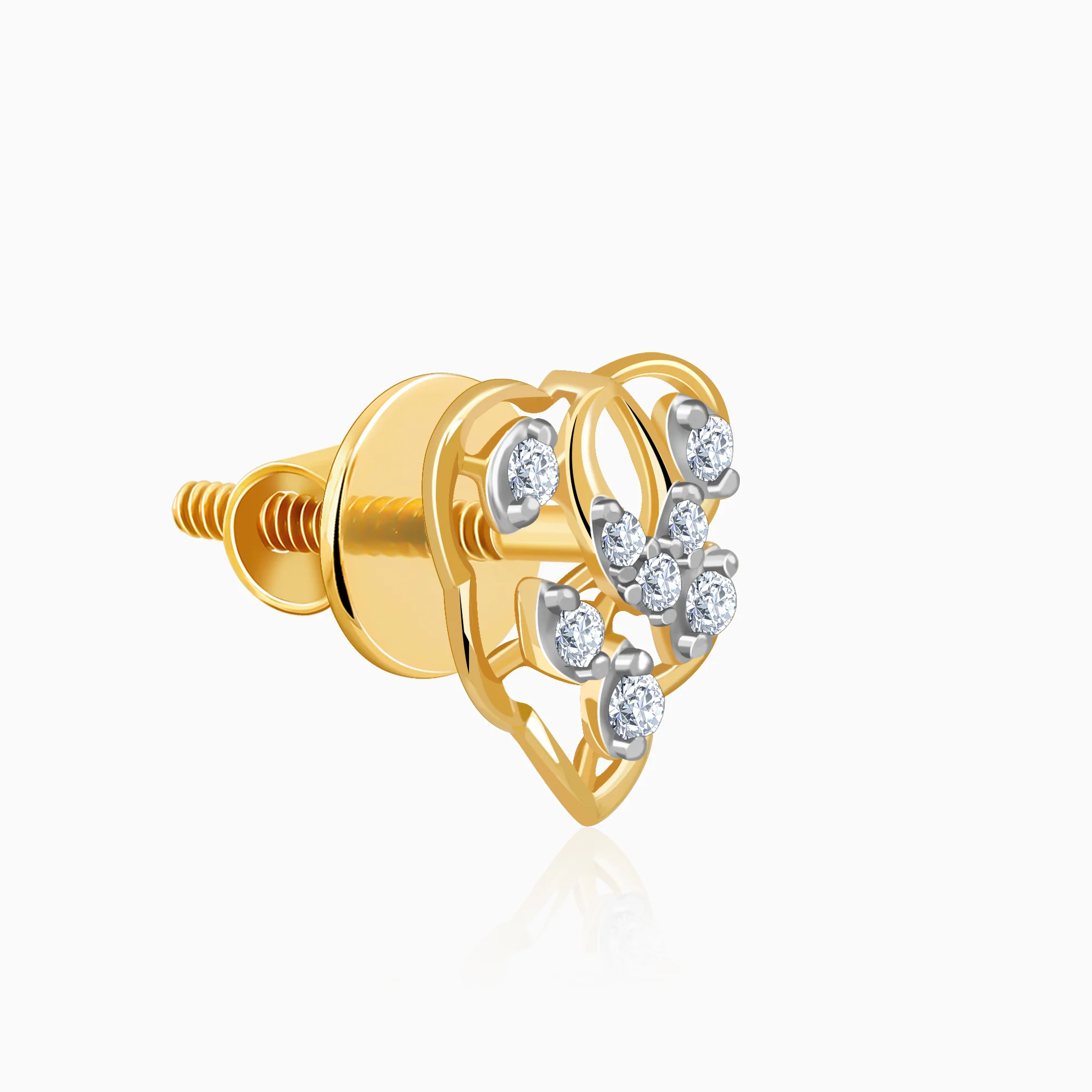 Gold Crystal Lure Lab Grown Diamond Stud Earrings - Image 4