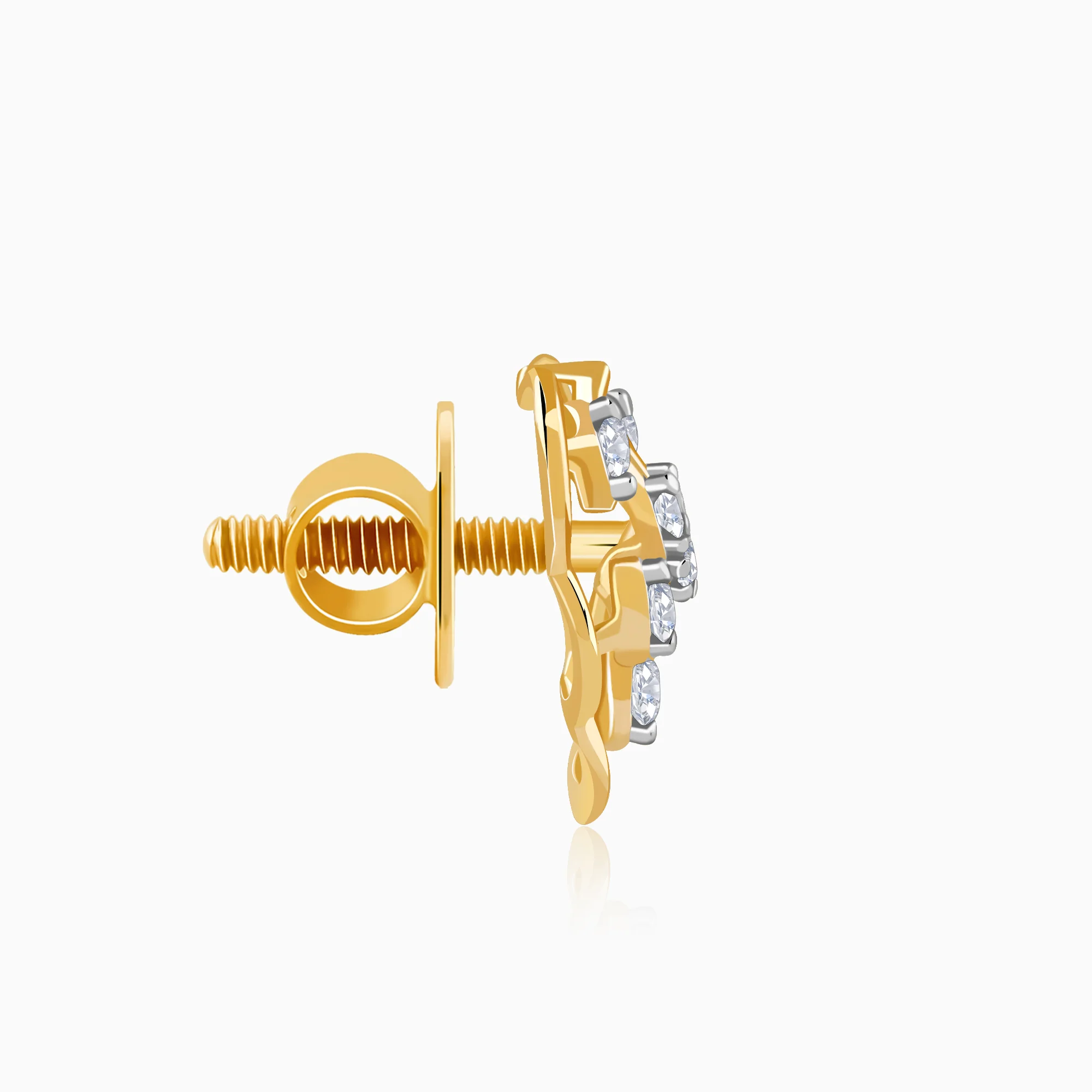 Gold Crystal Lure Lab Grown Diamond Stud Earrings - Image 5