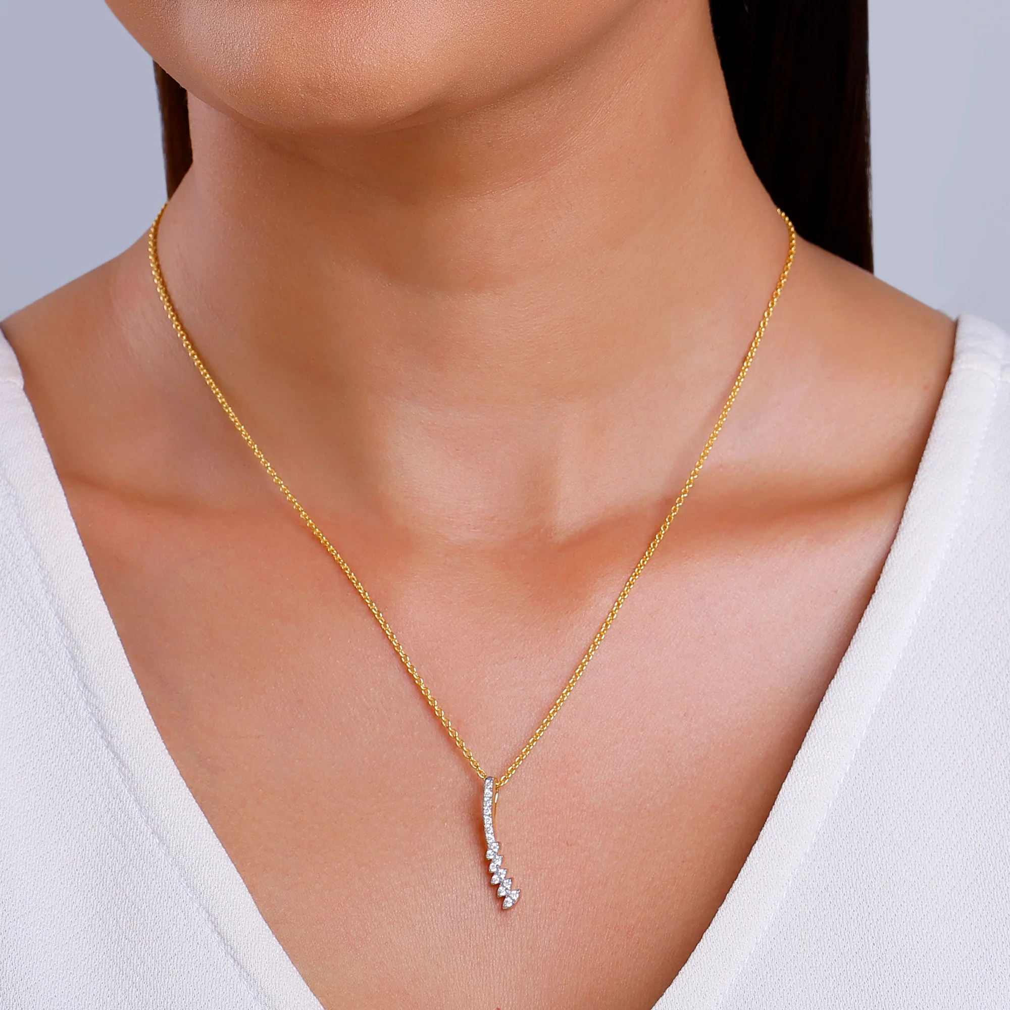 Gold Curve Lab Grown Diamond Pendant - Image 3
