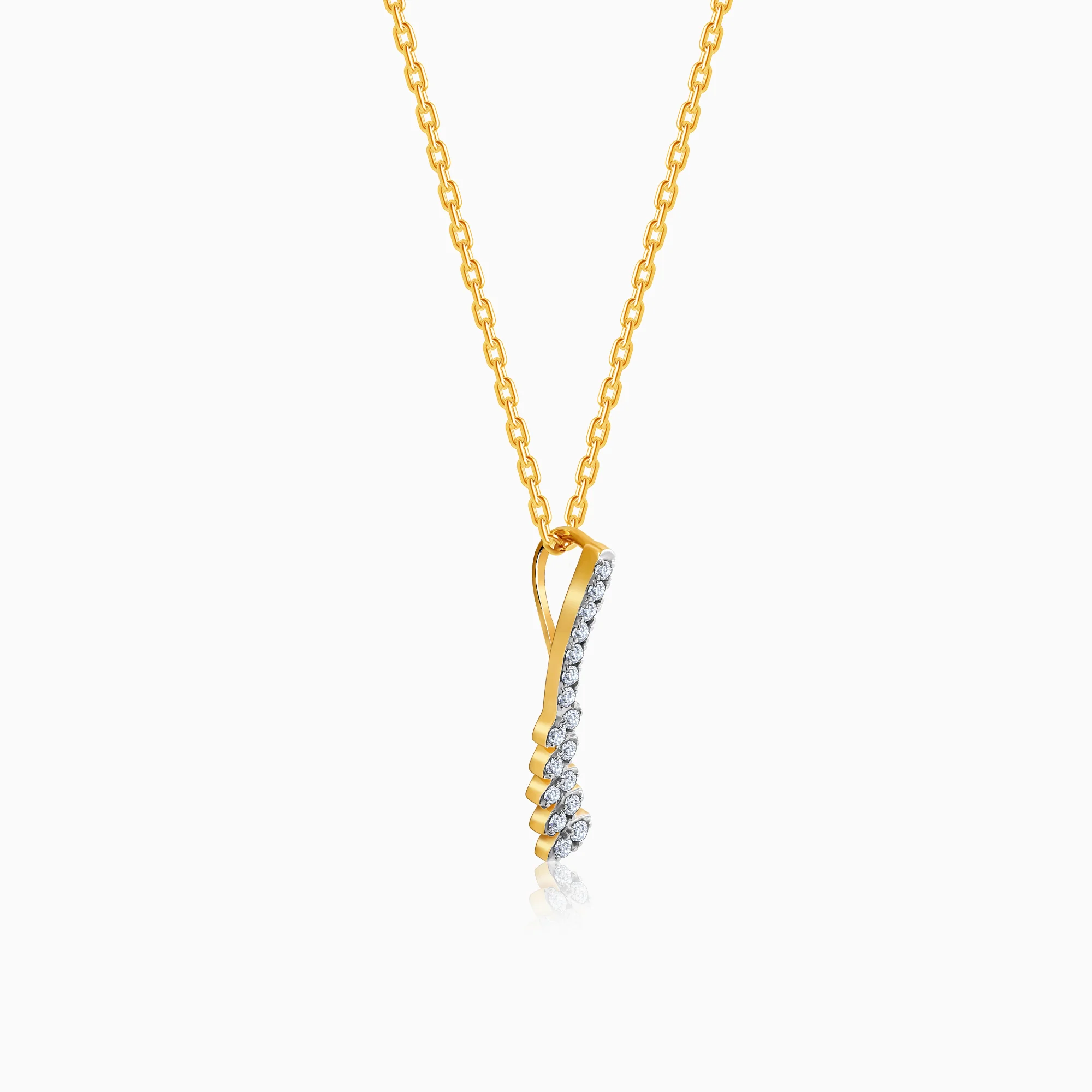 Gold Curve Lab Grown Diamond Pendant - Image 4
