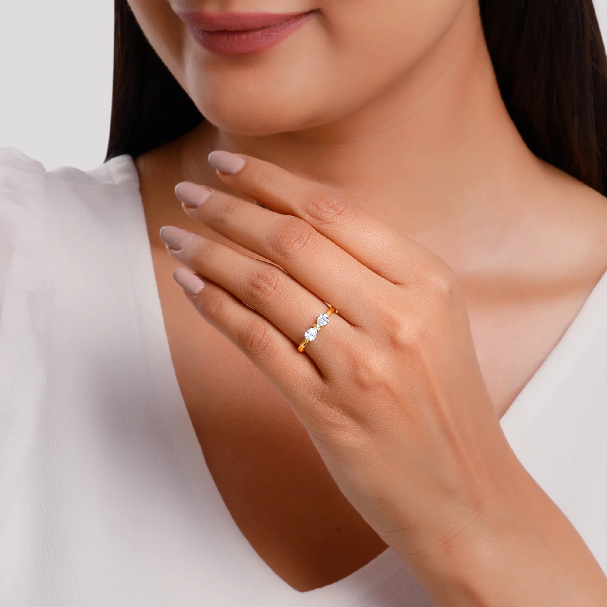 Gold Cute Bow Lab Grown Diamond Ring - Image 3