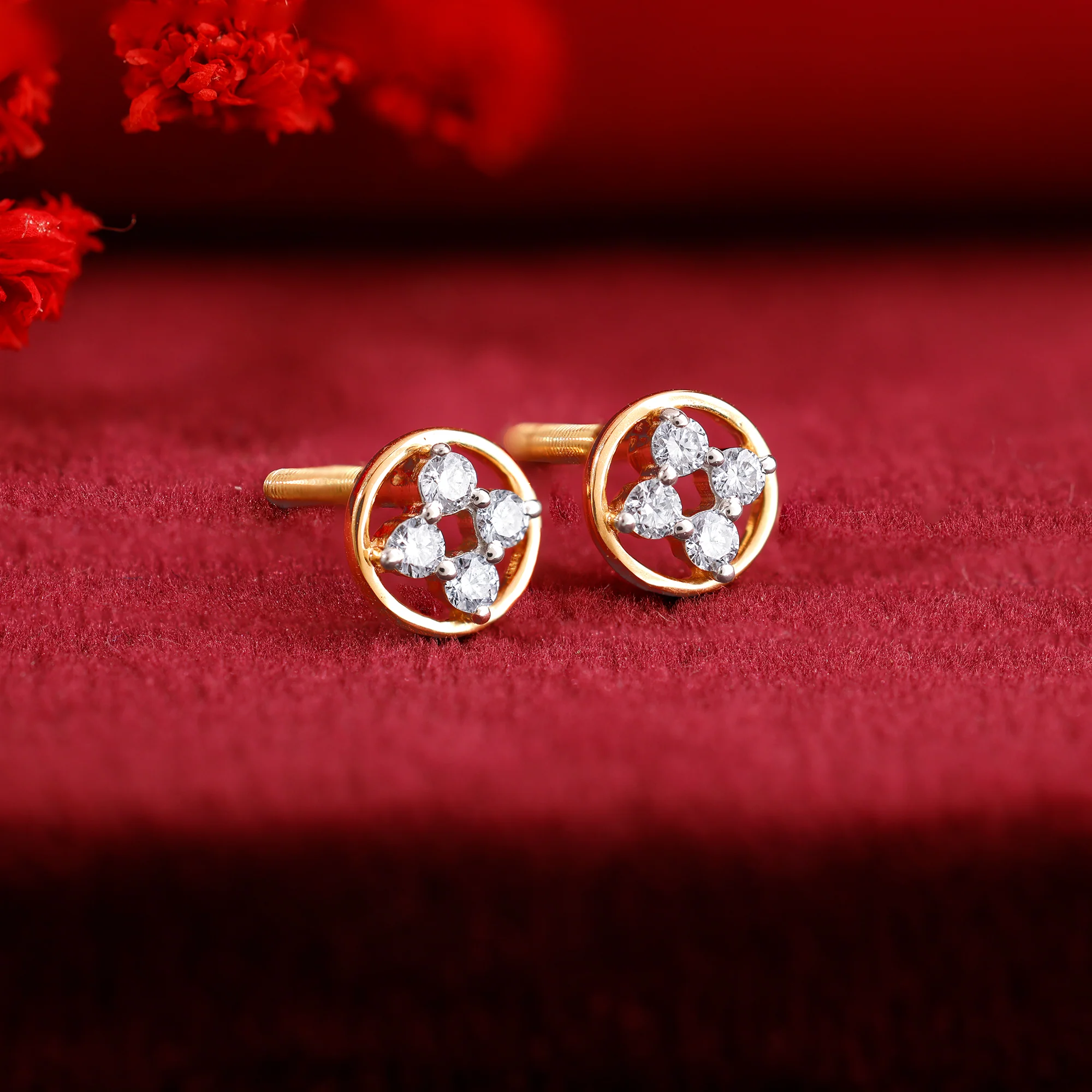 Gold Cute Lab Grown Diamond Stud Earrings - Image 2