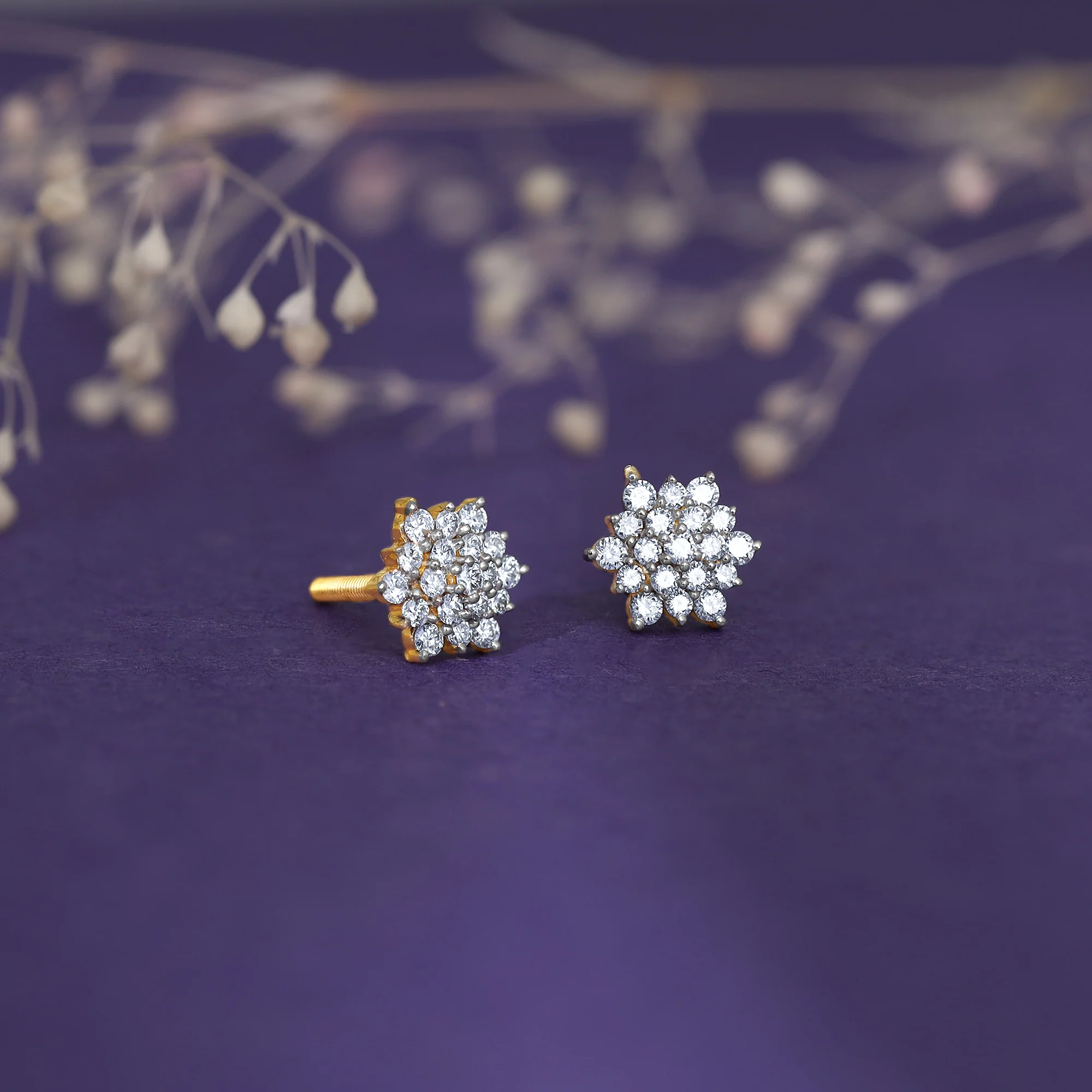 Gold Daisy Delight Diamond Studs - Image 2