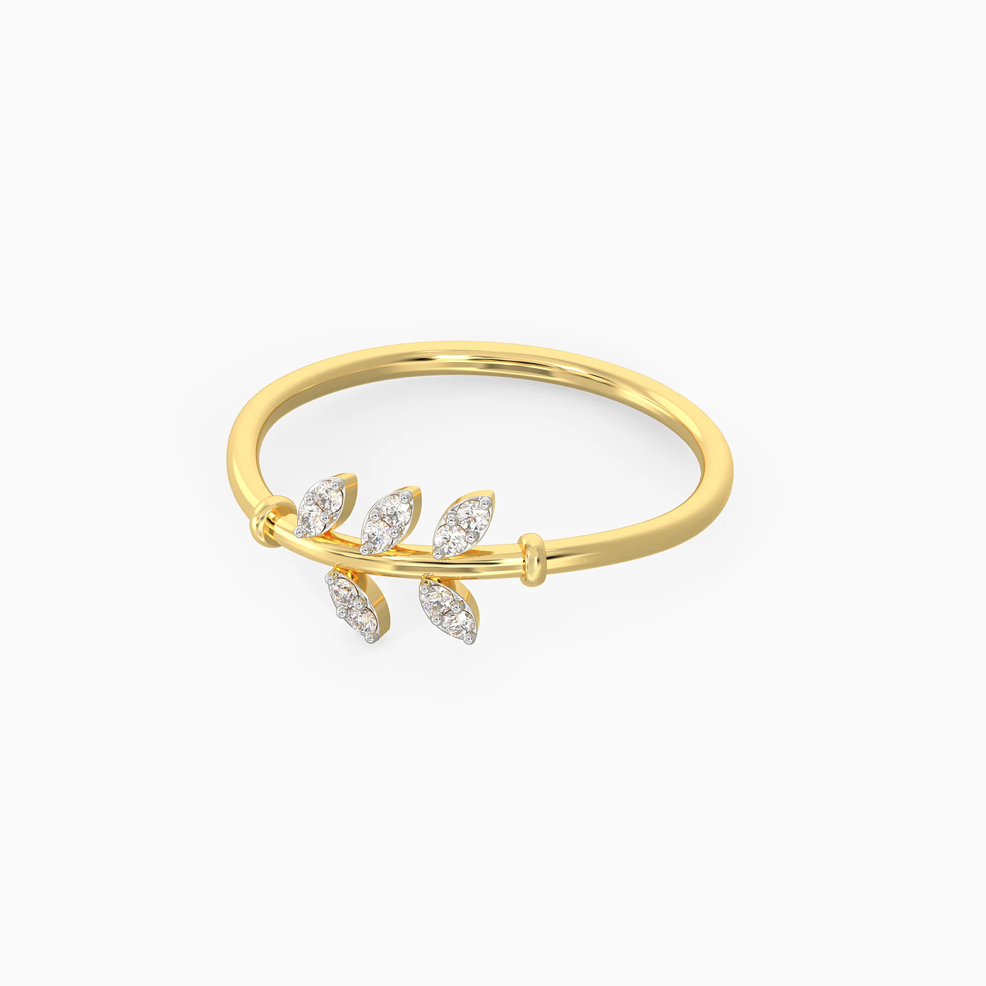 Gold Leaves Diamond Ring - Image 4